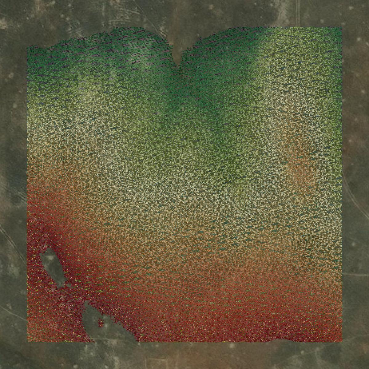 This image shows a LiDAR point cloud in Petroleum County created using GIS data in Equator.