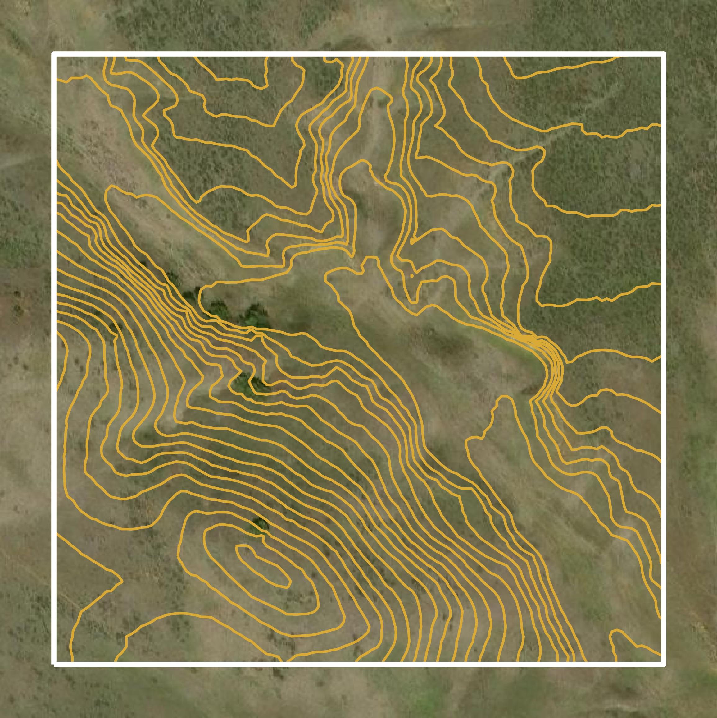 This image shows a contour map in Powder River County created using GIS data in Equator.