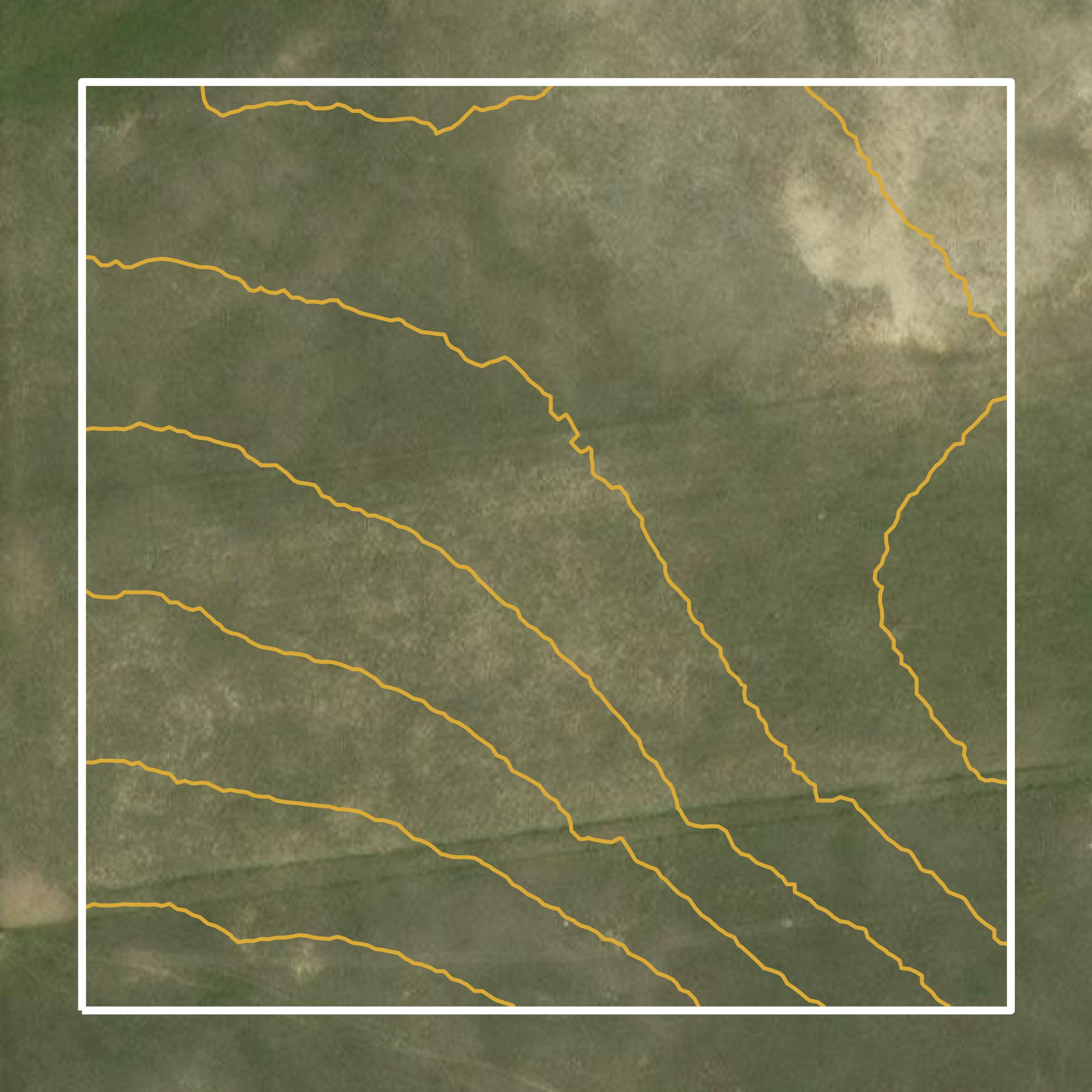 This image shows a contour map in Prairie County created using GIS data in Equator.