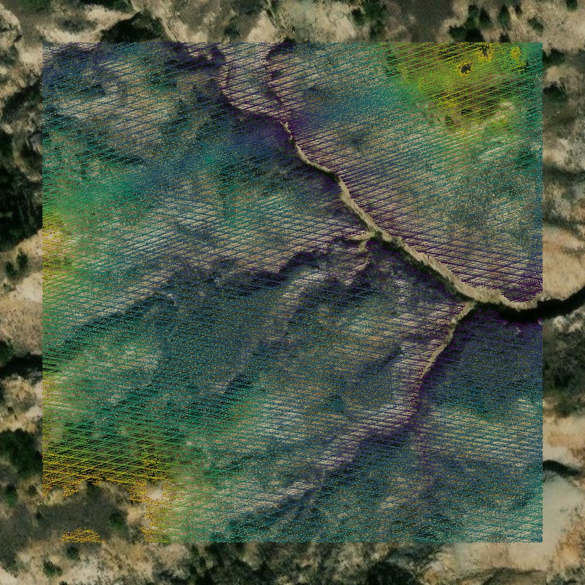 This image shows a LiDAR point cloud in Prairie County created using GIS data in Equator.