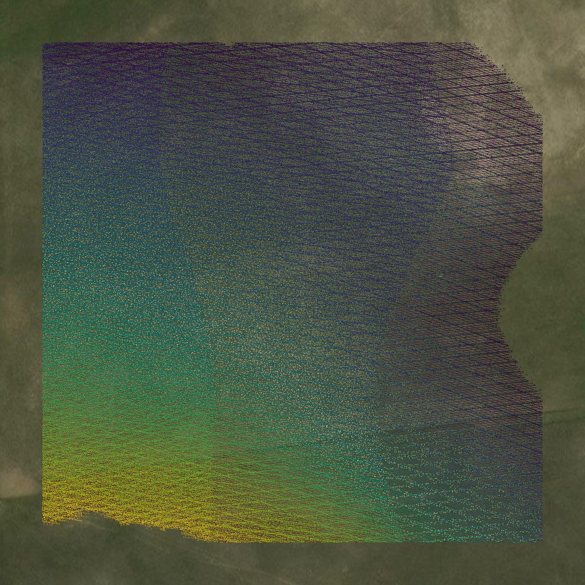 This image shows a LiDAR point cloud in Prairie County created using GIS data in Equator.