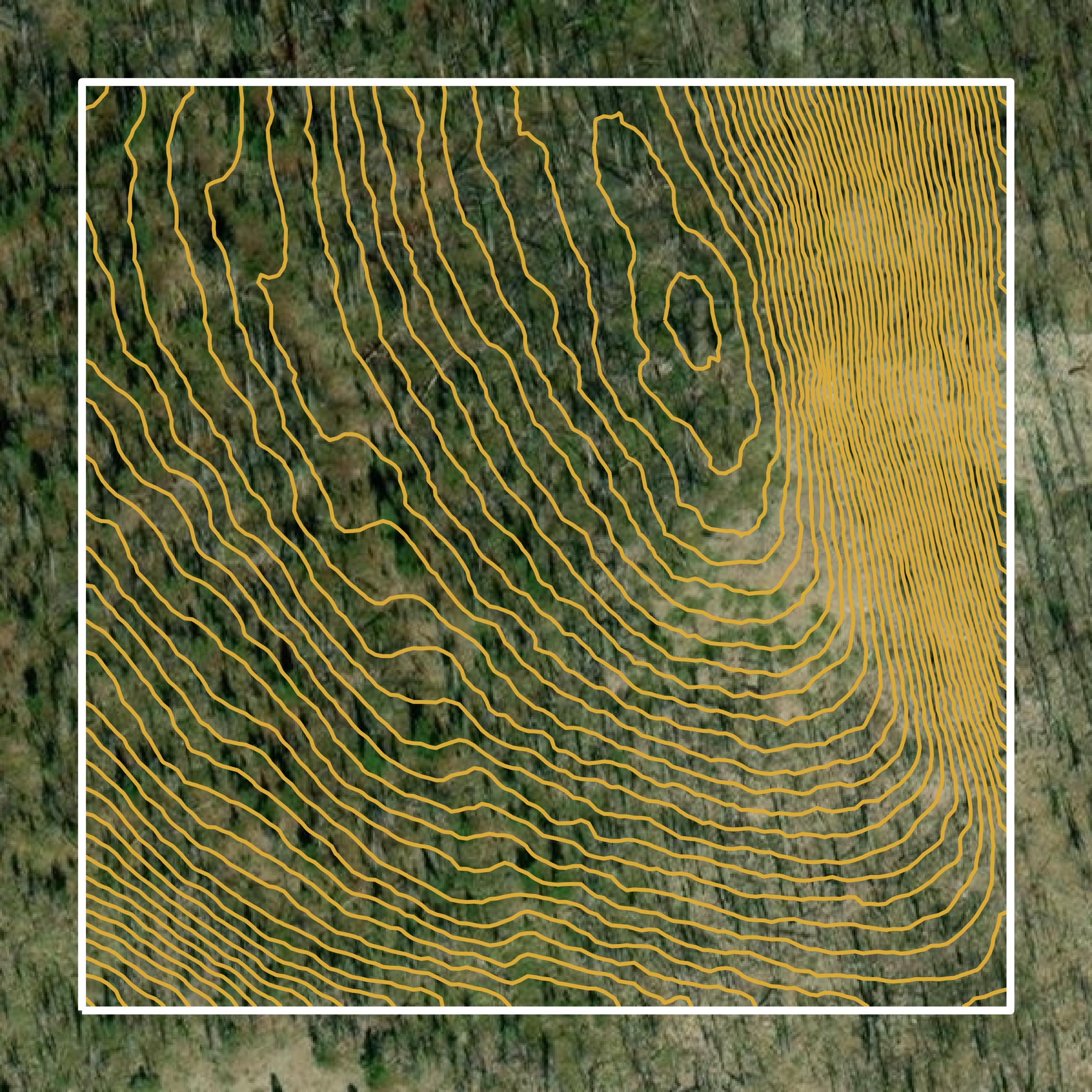 This image shows a contour map in Ravalli County created using GIS data in Equator.