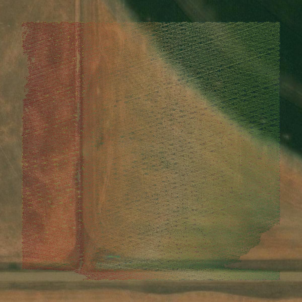 This image shows a LiDAR point cloud in Richland County created using GIS data in Equator.