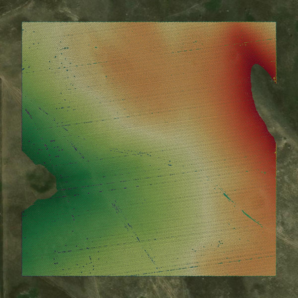 This image shows a LiDAR point cloud in Roosevelt County created using GIS data in Equator.