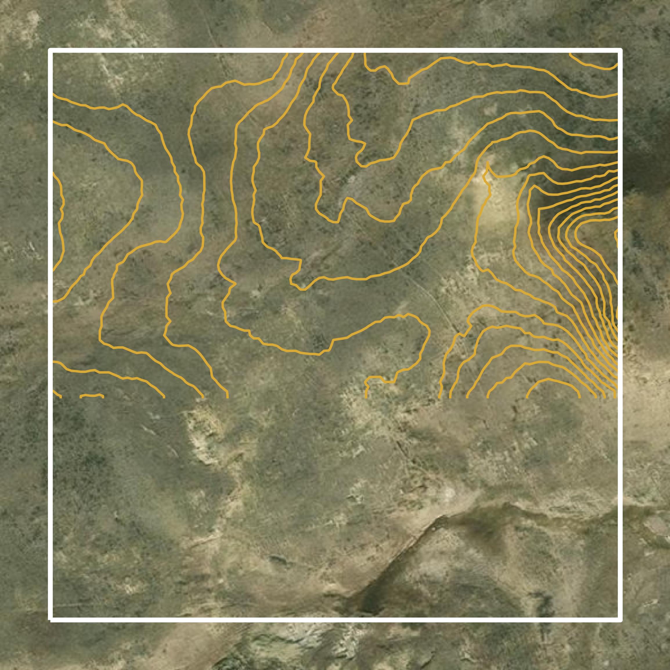This image shows a contour map in Rosebud County created using GIS data in Equator.