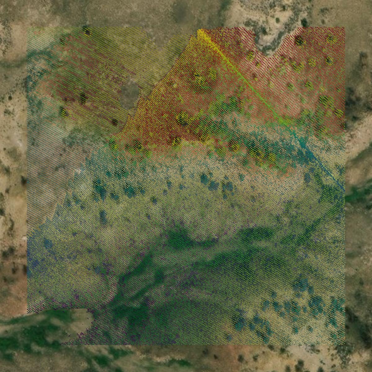 This image shows a LiDAR point cloud in Rosebud County created using GIS data in Equator.