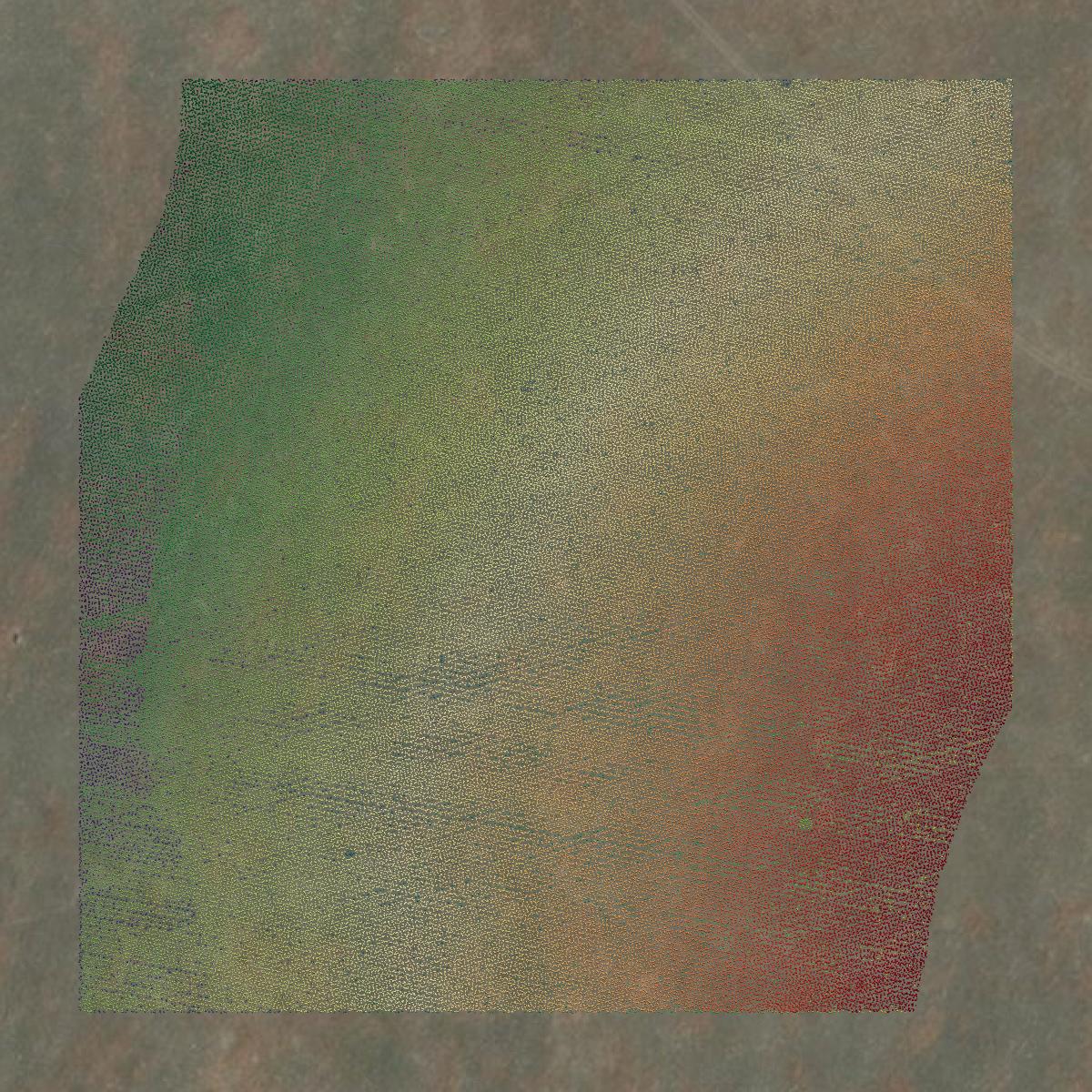 This image shows a LiDAR point cloud in Sanders County created using GIS data in Equator.