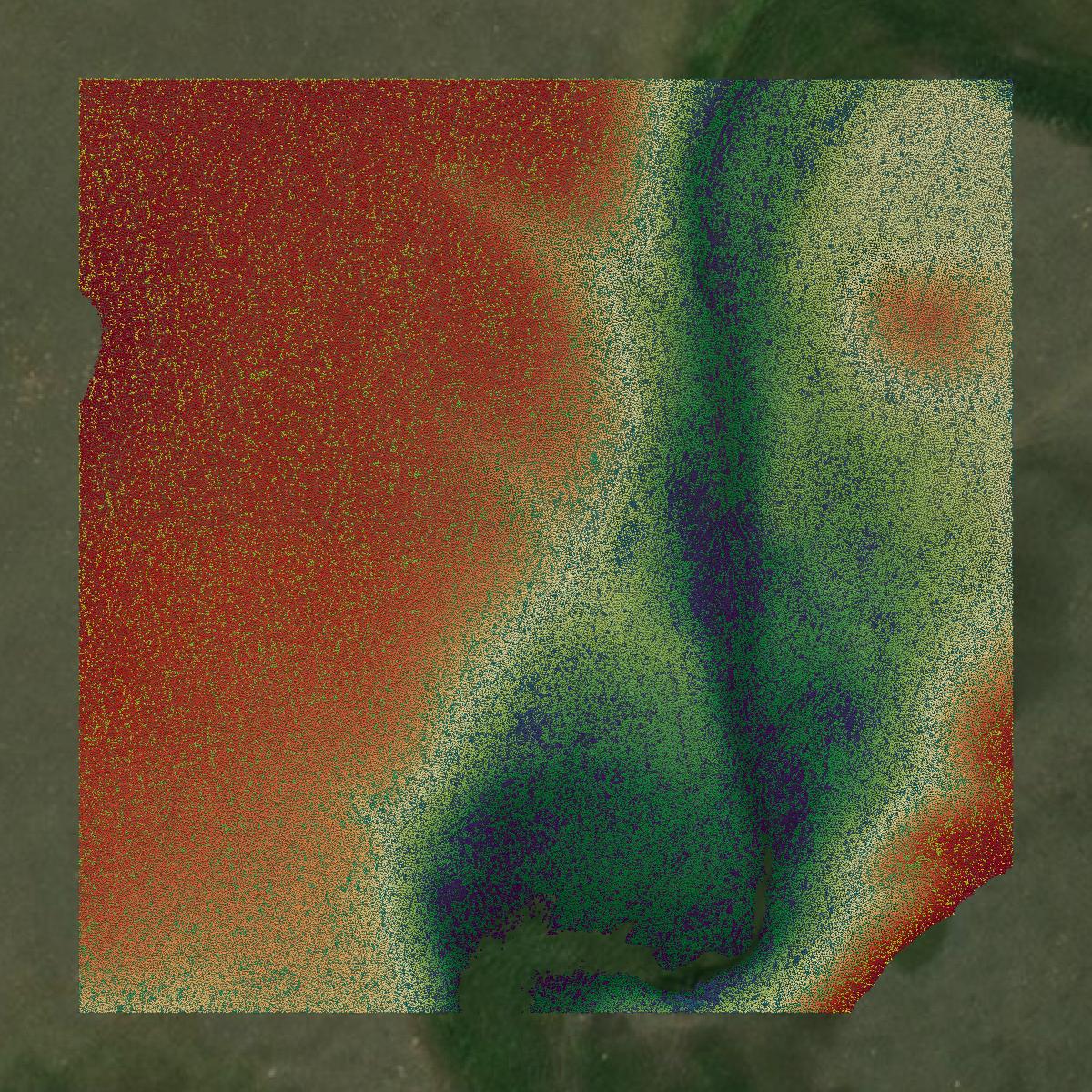 This image shows a LiDAR point cloud in Sheridan County created using GIS data in Equator.