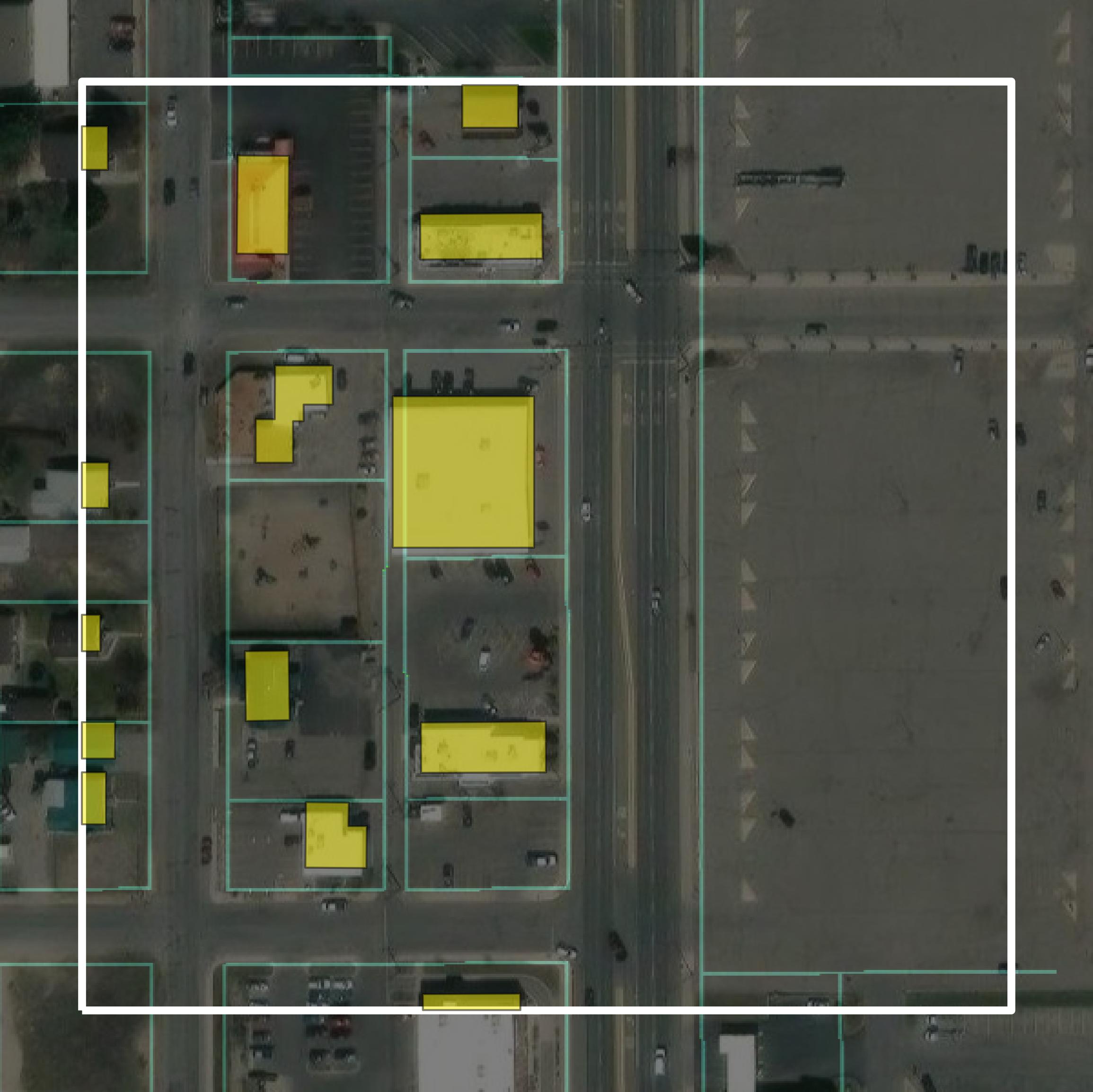 This image shows parcel and building data in Silver Bow County created using GIS data in Equator.