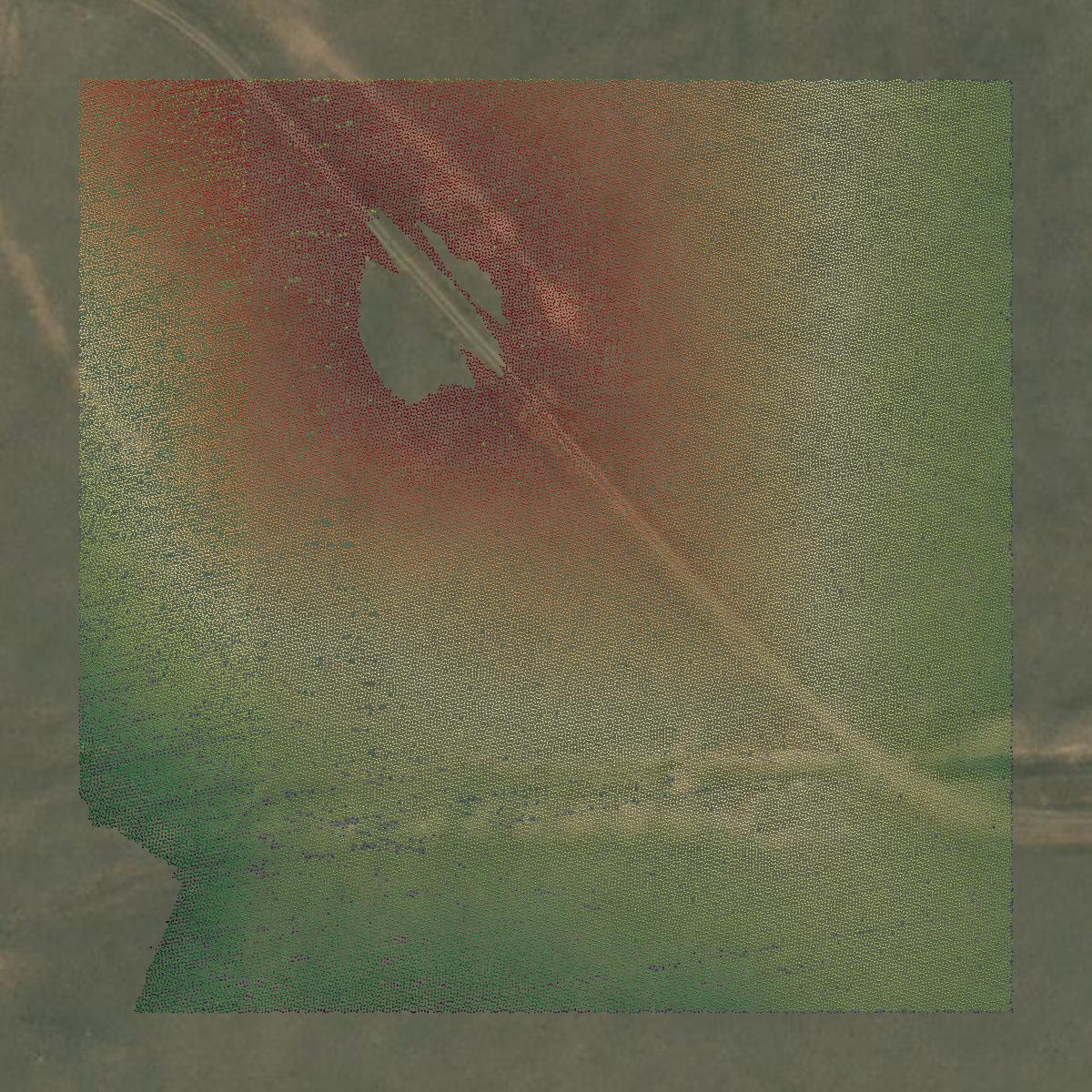 This image shows a LiDAR point cloud in Silver Bow County created using GIS data in Equator.