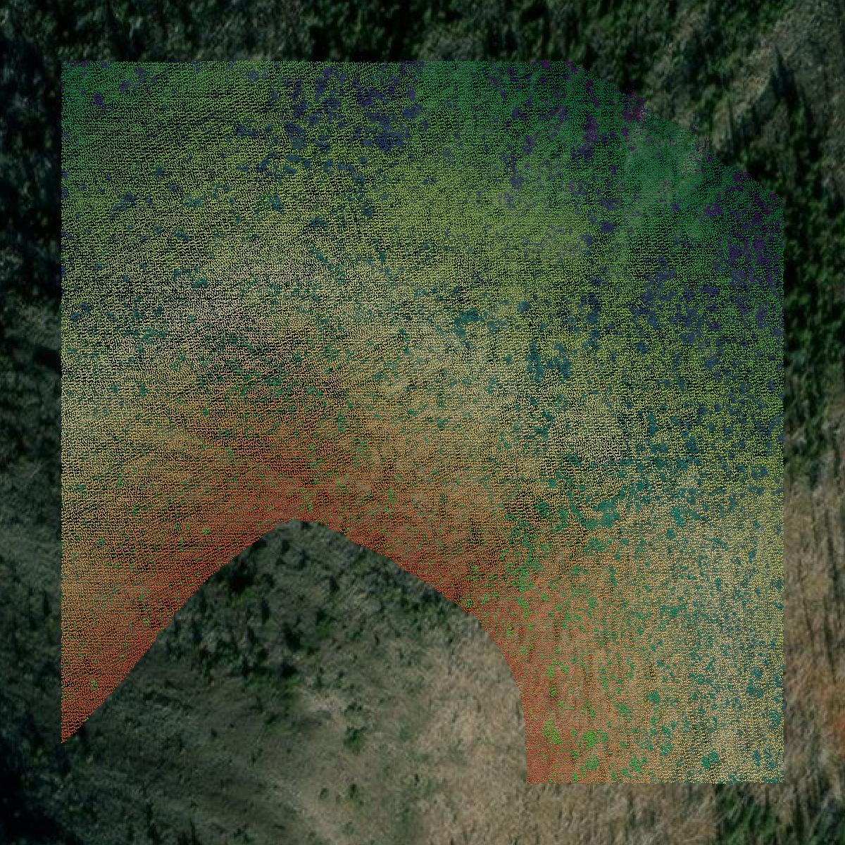 This image shows a LiDAR point cloud in Teton County created using GIS data in Equator.