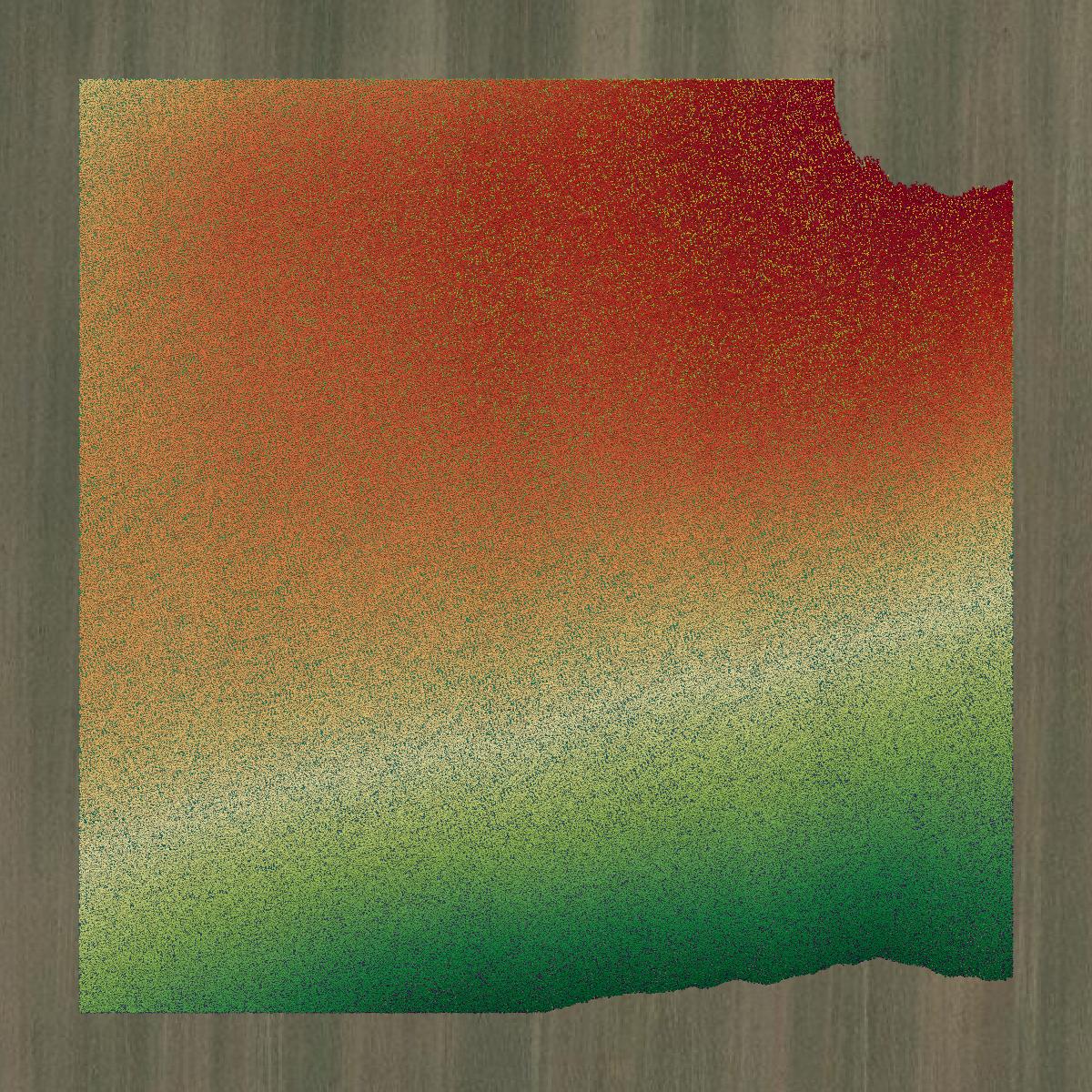 This image shows a LiDAR point cloud in Toole County created using GIS data in Equator.