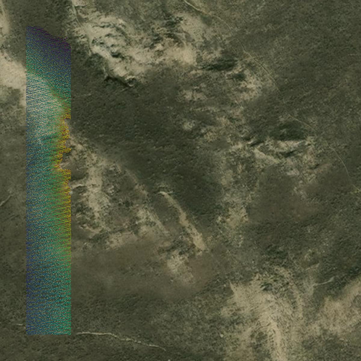 This image shows a LiDAR point cloud in Treasure County created using GIS data in Equator.