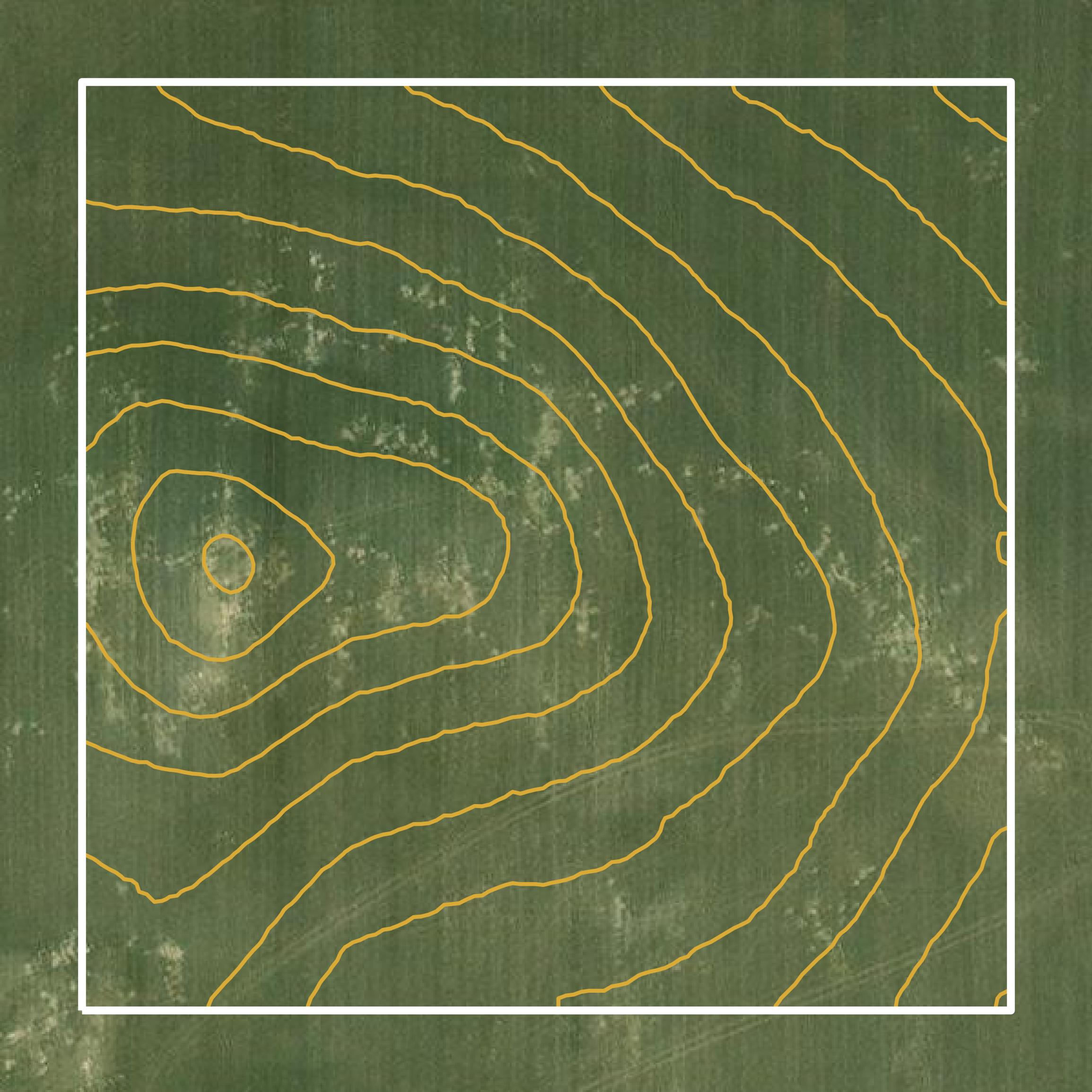 This image shows a contour map in Wibaux County created using GIS data in Equator.