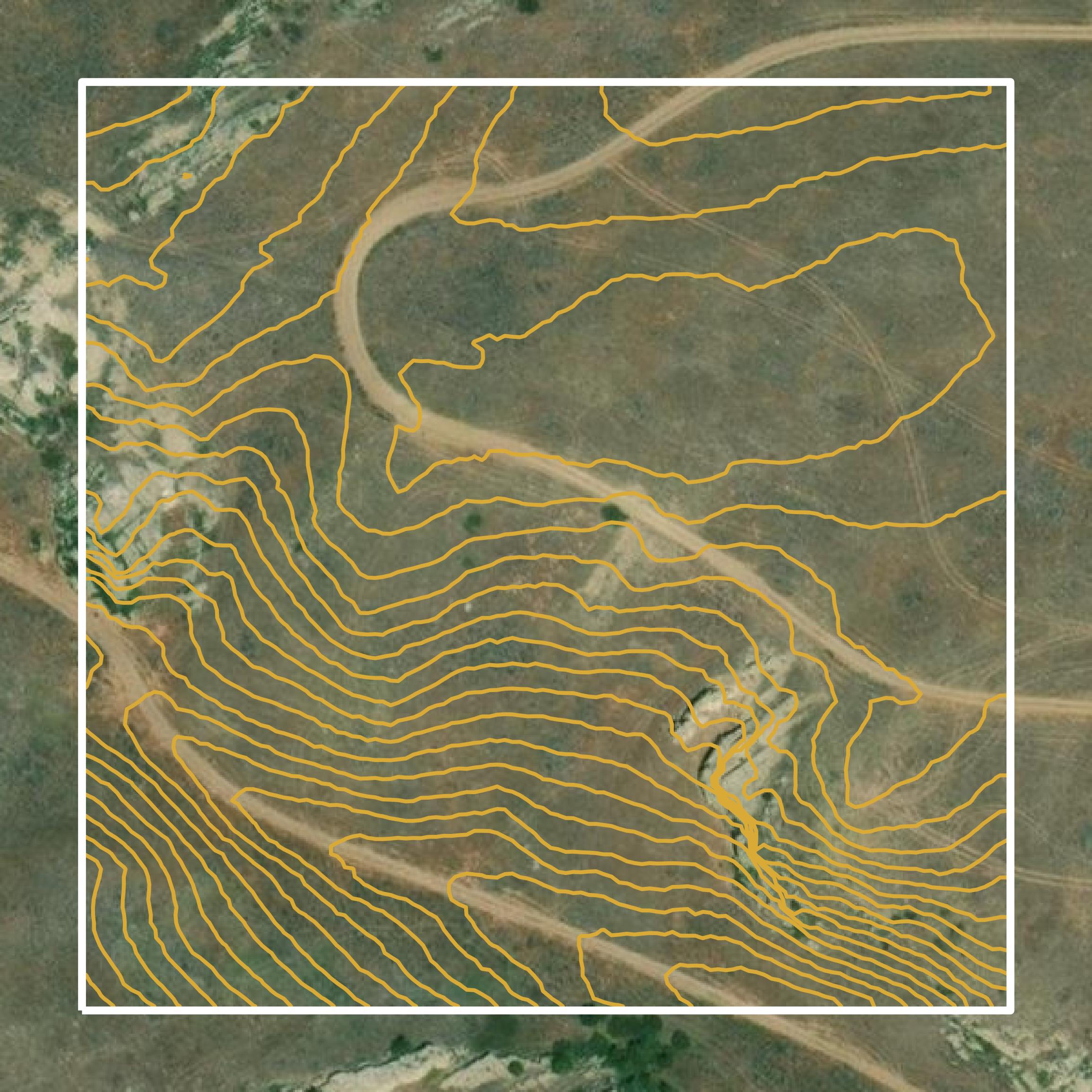 This image shows a contour map in Yellowstone County created using GIS data in Equator.