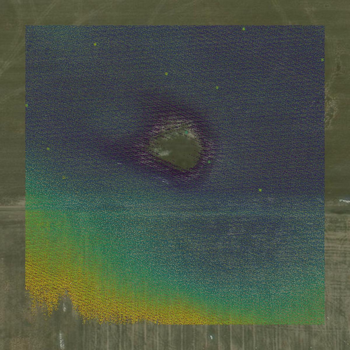 This image shows a LiDAR point cloud in Yellowstone County created using GIS data in Equator.