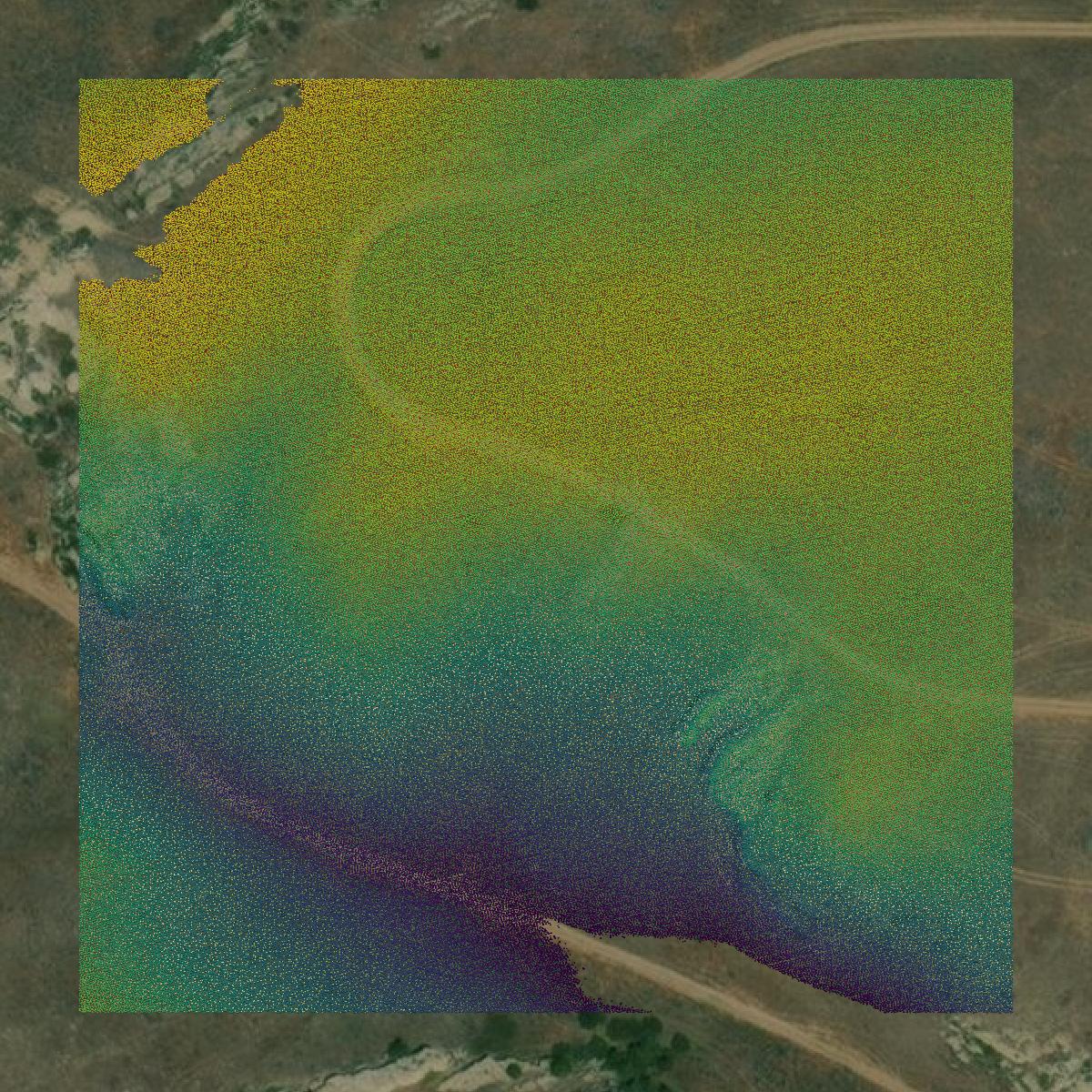 This image shows a LiDAR point cloud in Yellowstone County created using GIS data in Equator.