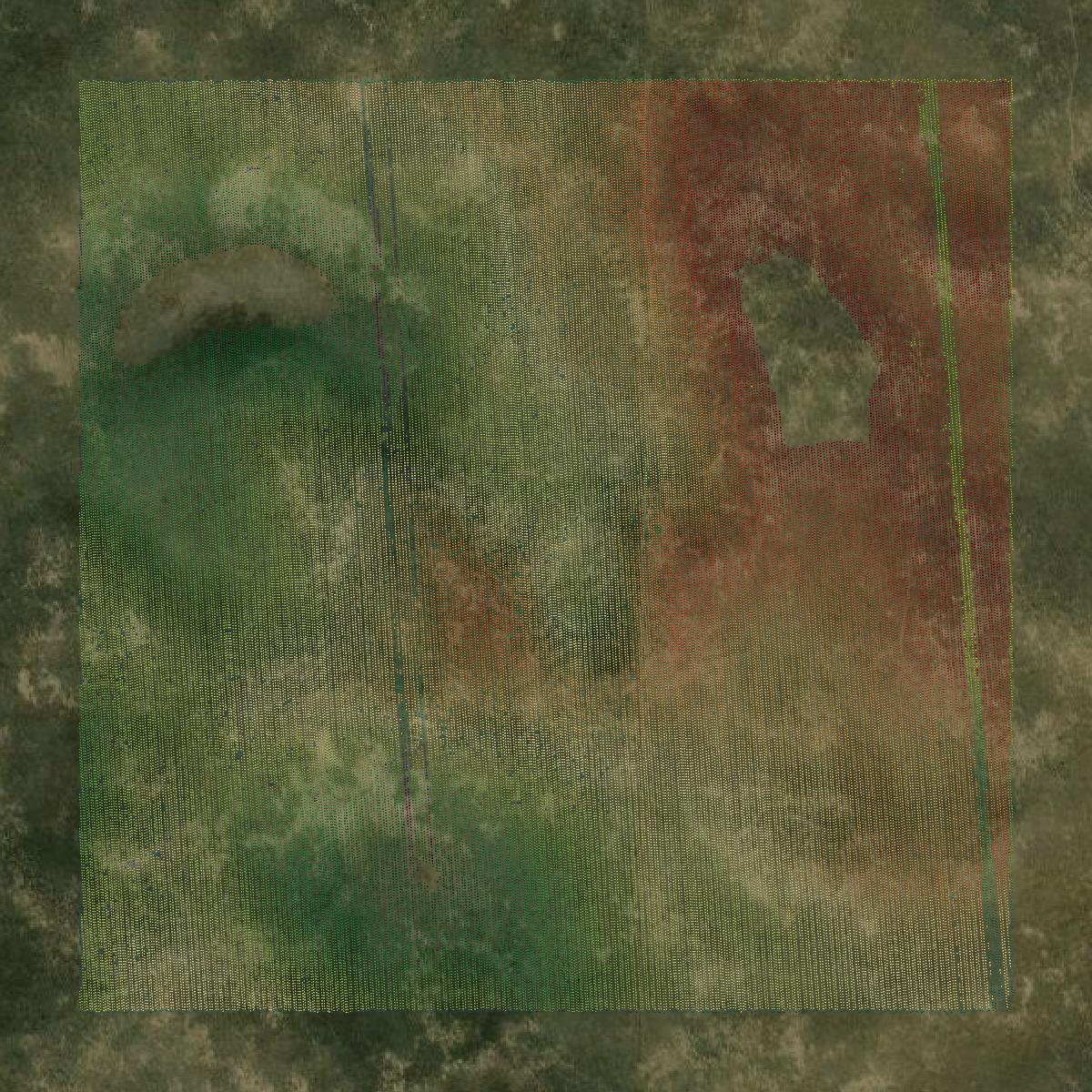 This image shows a LiDAR point cloud in Arthur County created using GIS data in Equator.
