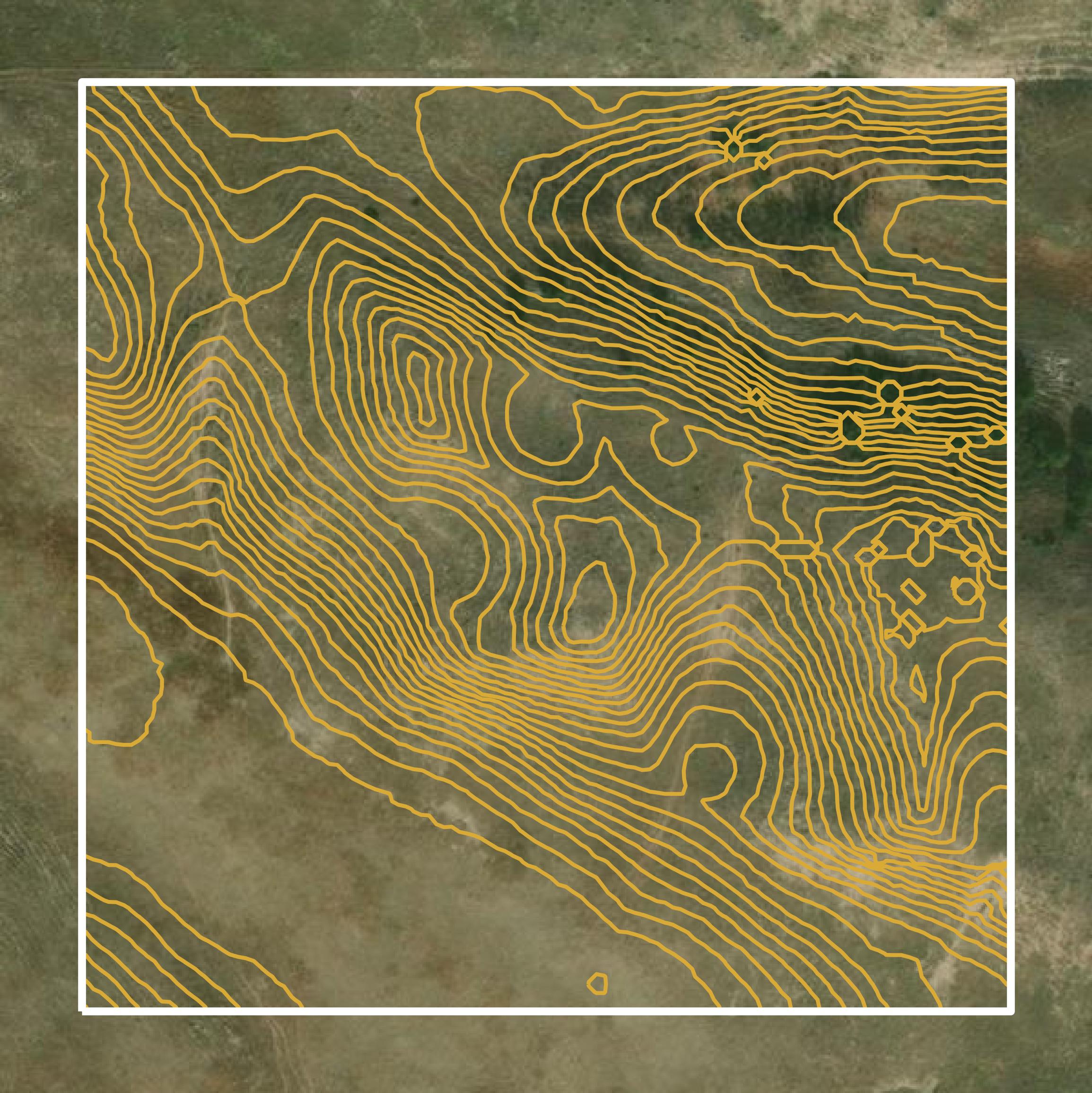 This image shows a contour map in Blaine County created using GIS data in Equator.