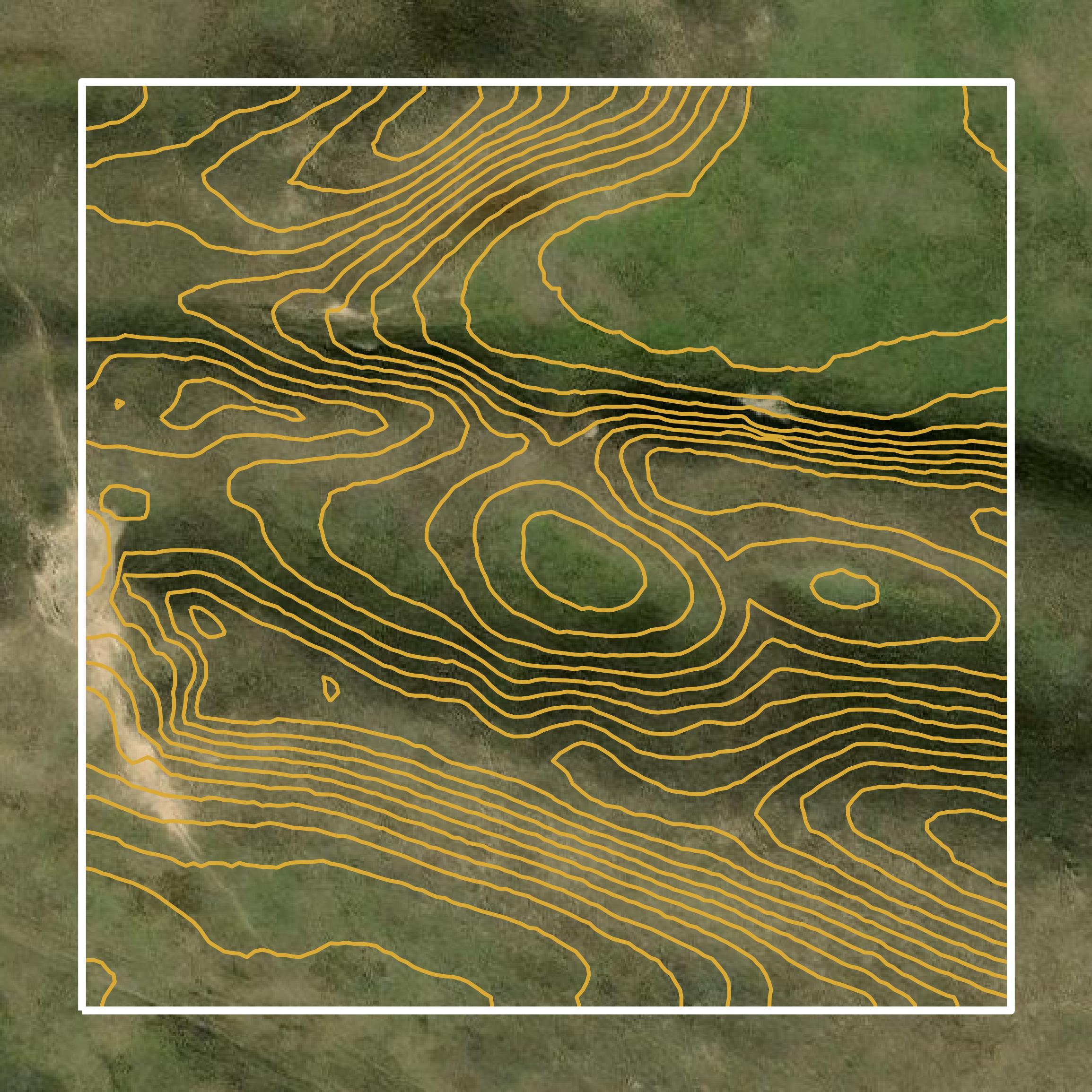 This image shows a contour map in Blaine County created using GIS data in Equator.