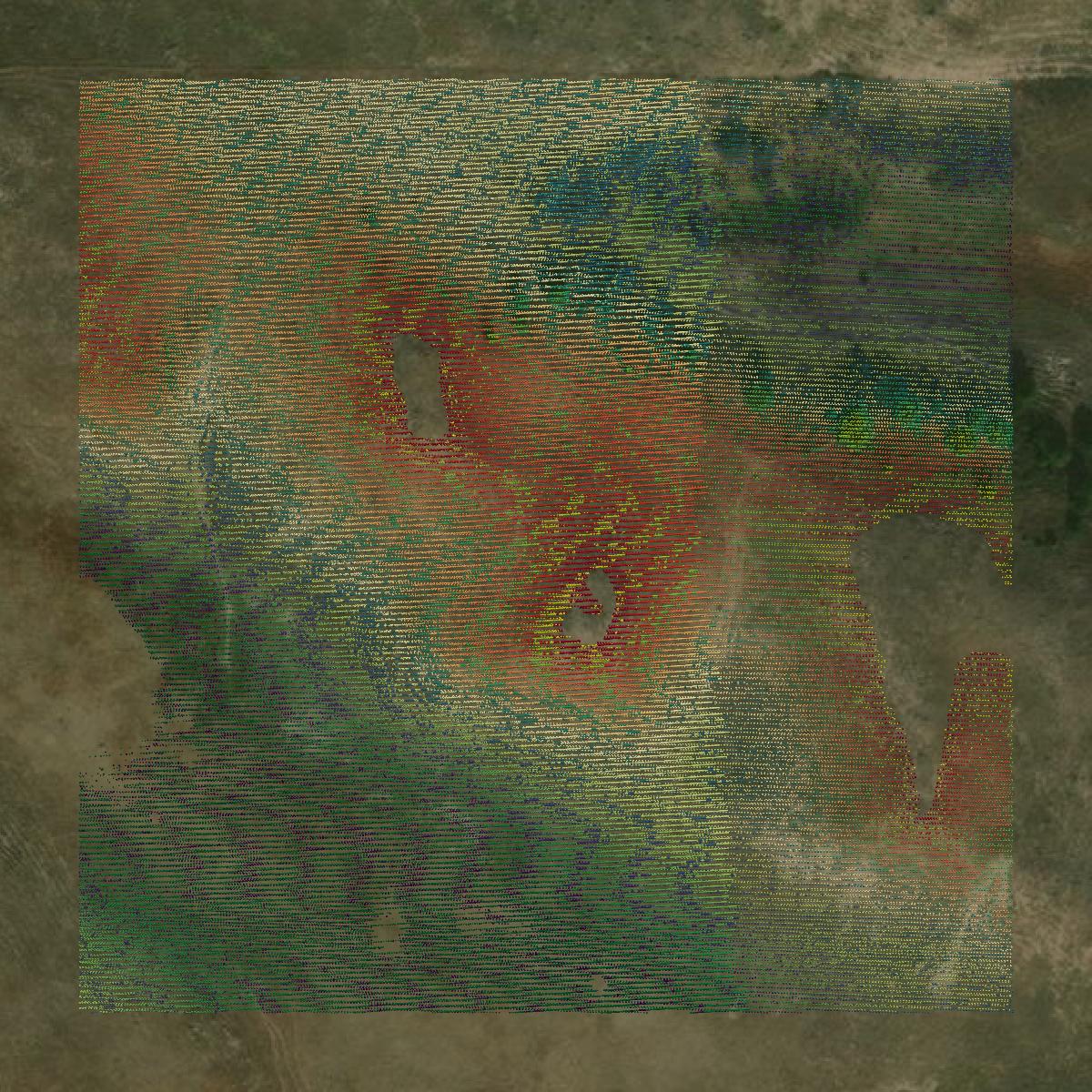 This image shows a LiDAR point cloud in Blaine County created using GIS data in Equator.