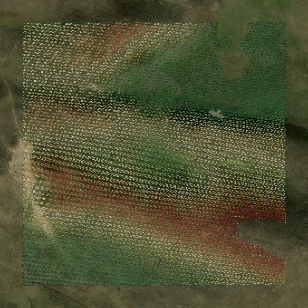 This image shows a LiDAR point cloud in Blaine County created using GIS data in Equator.