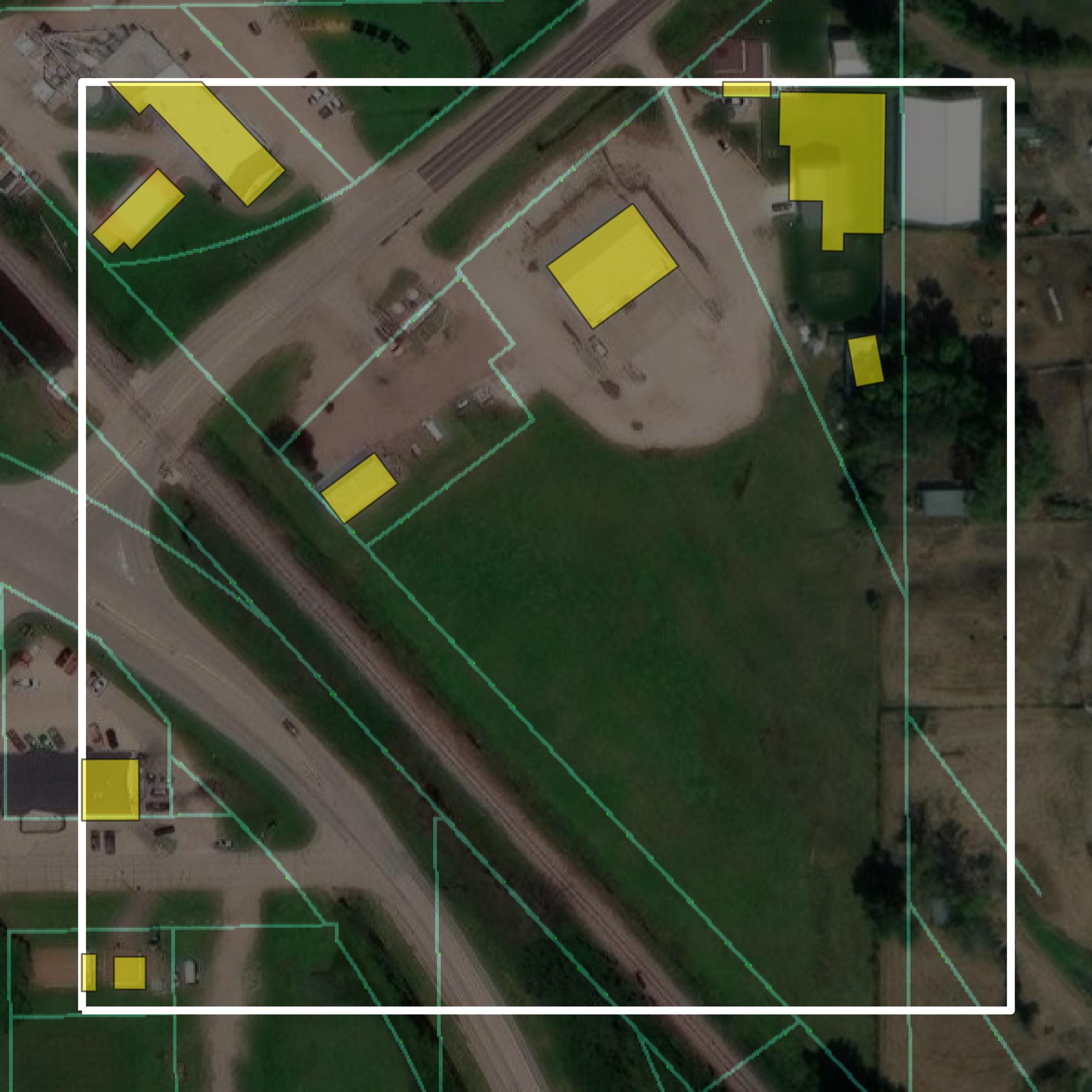 This image shows parcel and building data in Boone County created using GIS data in Equator.