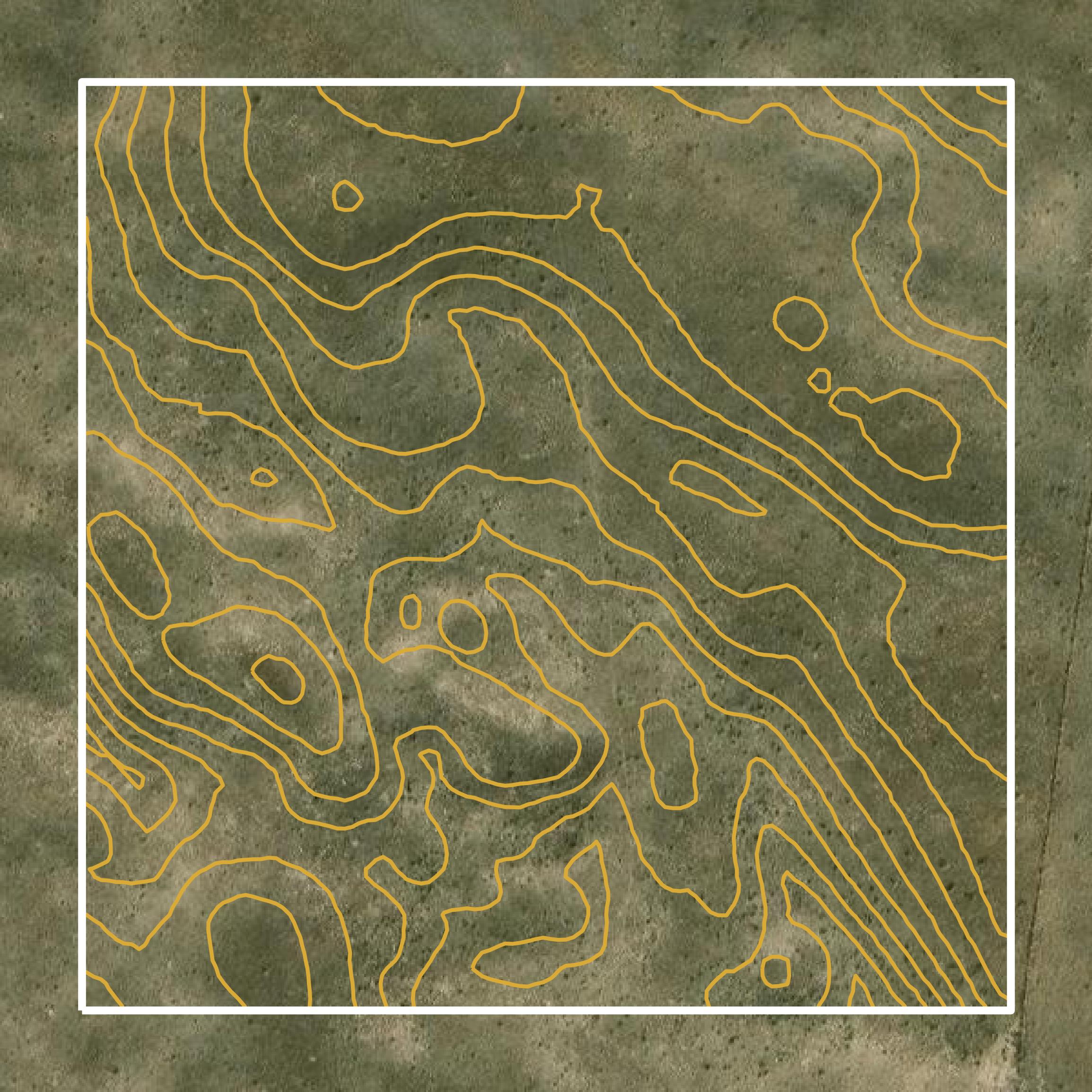 This image shows a contour map in Box Butte County created using GIS data in Equator.