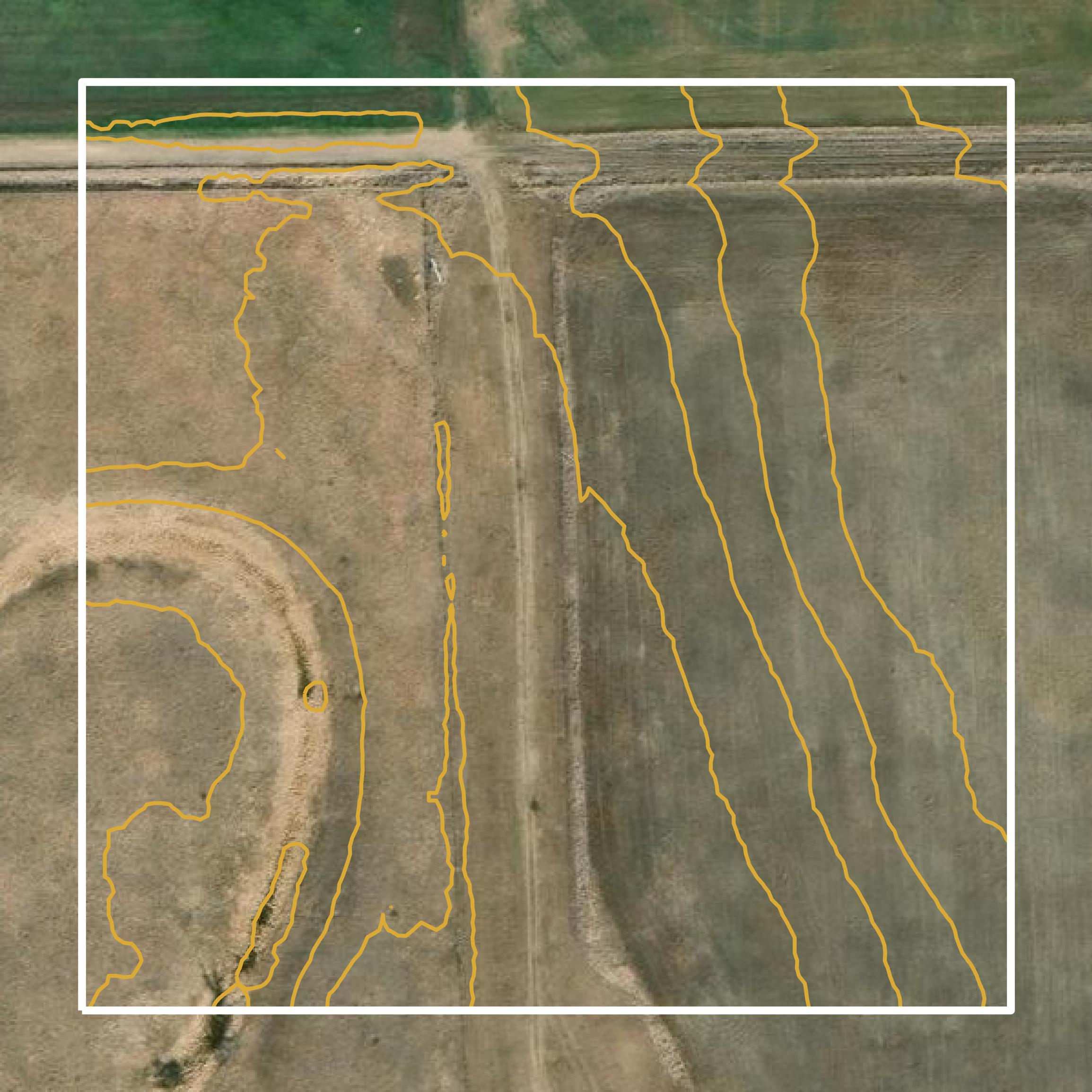 This image shows a contour map in Box Butte County created using GIS data in Equator.