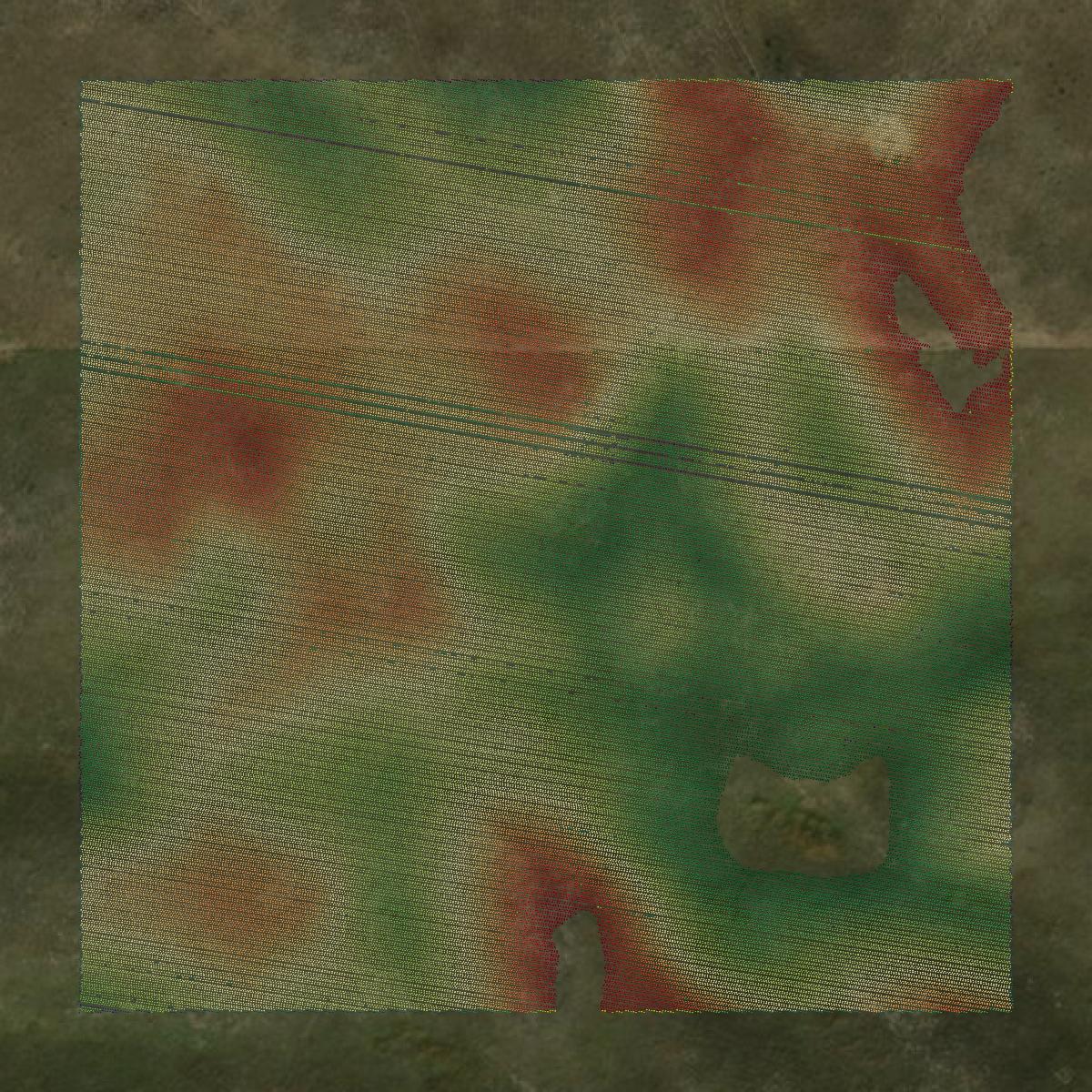 This image shows a LiDAR point cloud in Brown County created using GIS data in Equator.