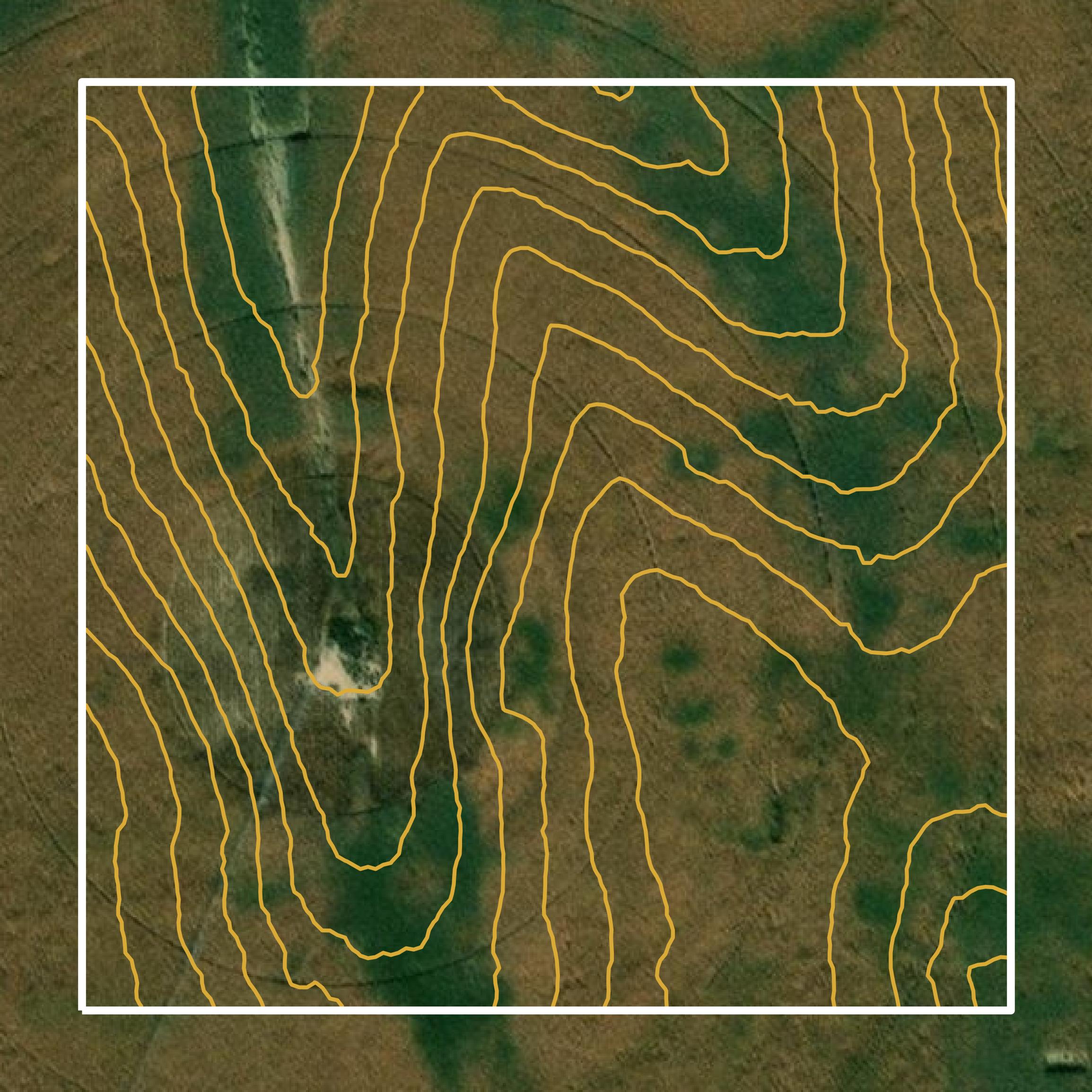 This image shows a contour map in Buffalo County created using GIS data in Equator.