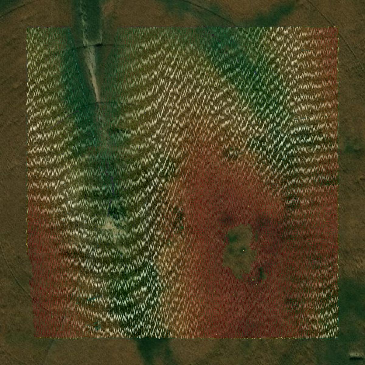 This image shows a LiDAR point cloud in Buffalo County created using GIS data in Equator.