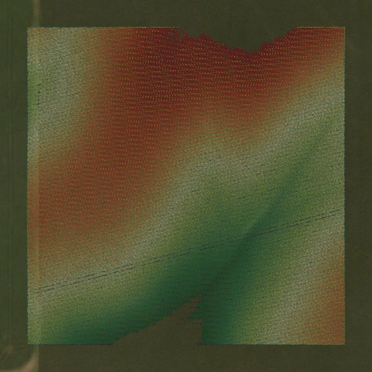 This image shows a LiDAR point cloud in Burt County created using GIS data in Equator.