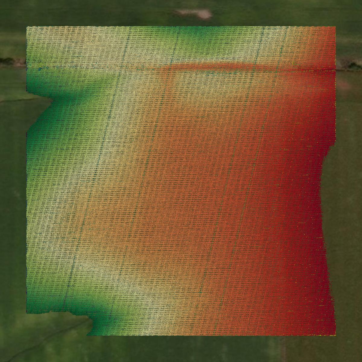 This image shows a LiDAR point cloud in Butler County created using GIS data in Equator.