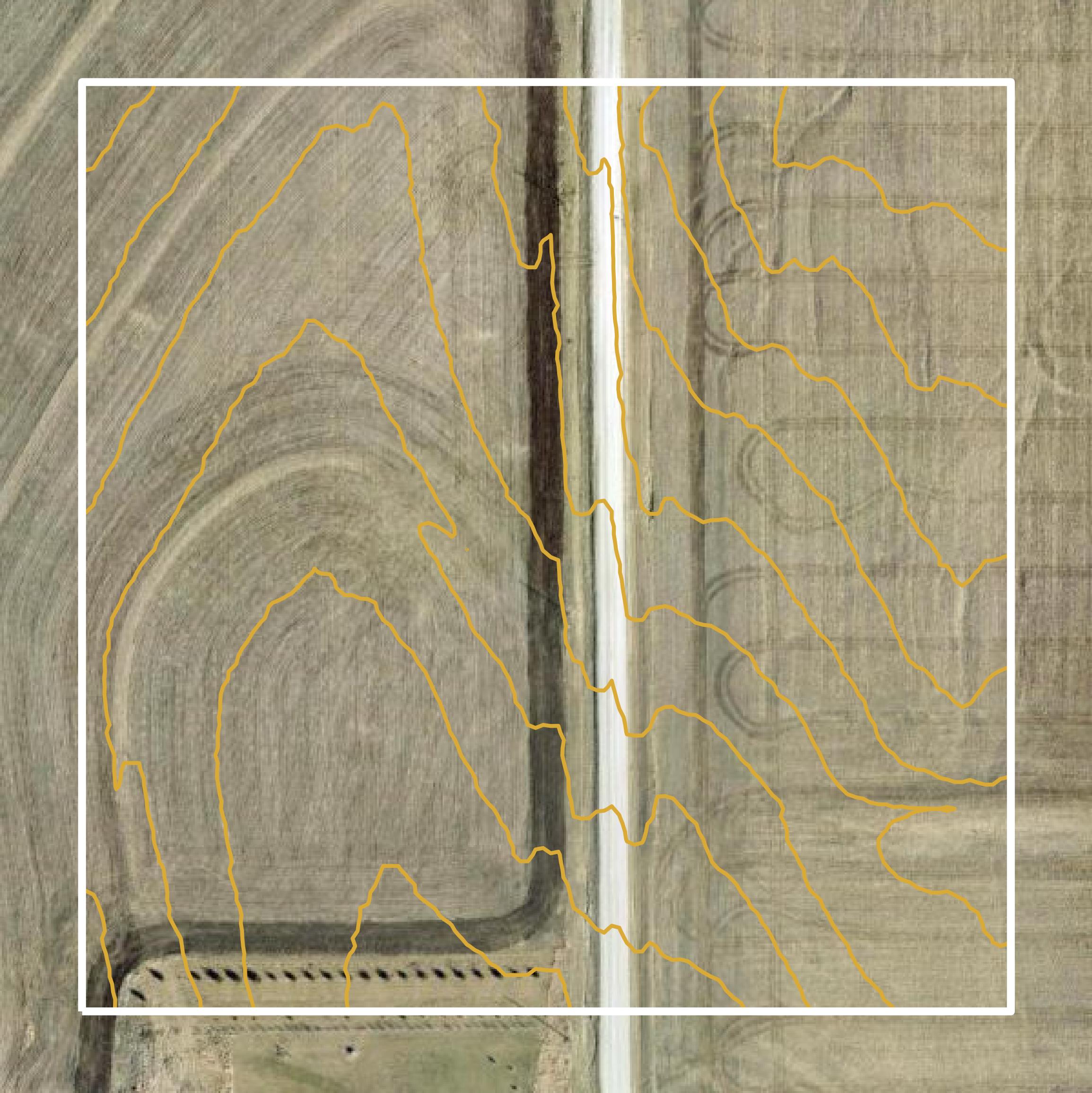 This image shows a contour map in Cass County created using GIS data in Equator.