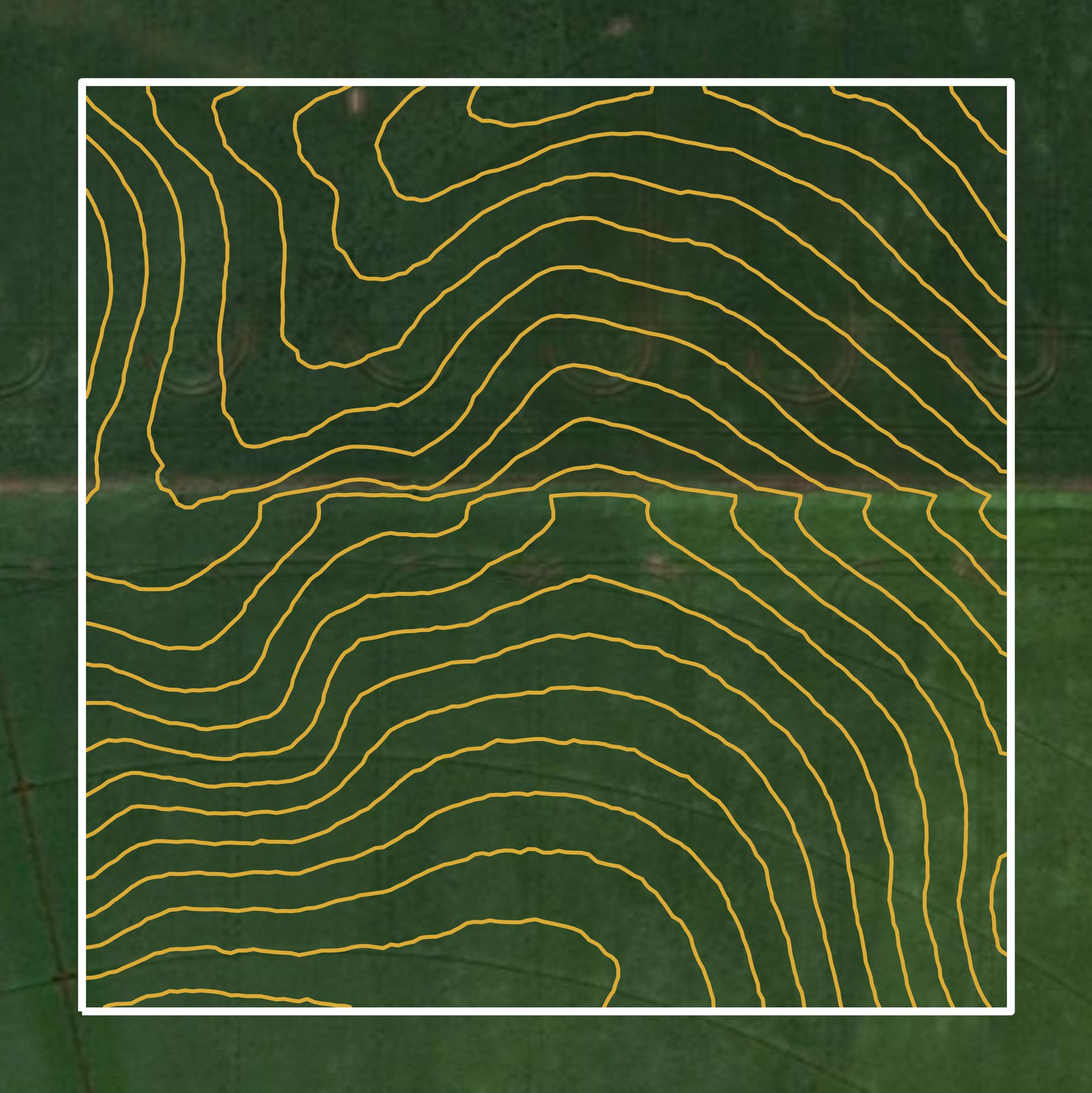 This image shows a contour map in Cedar County created using GIS data in Equator.