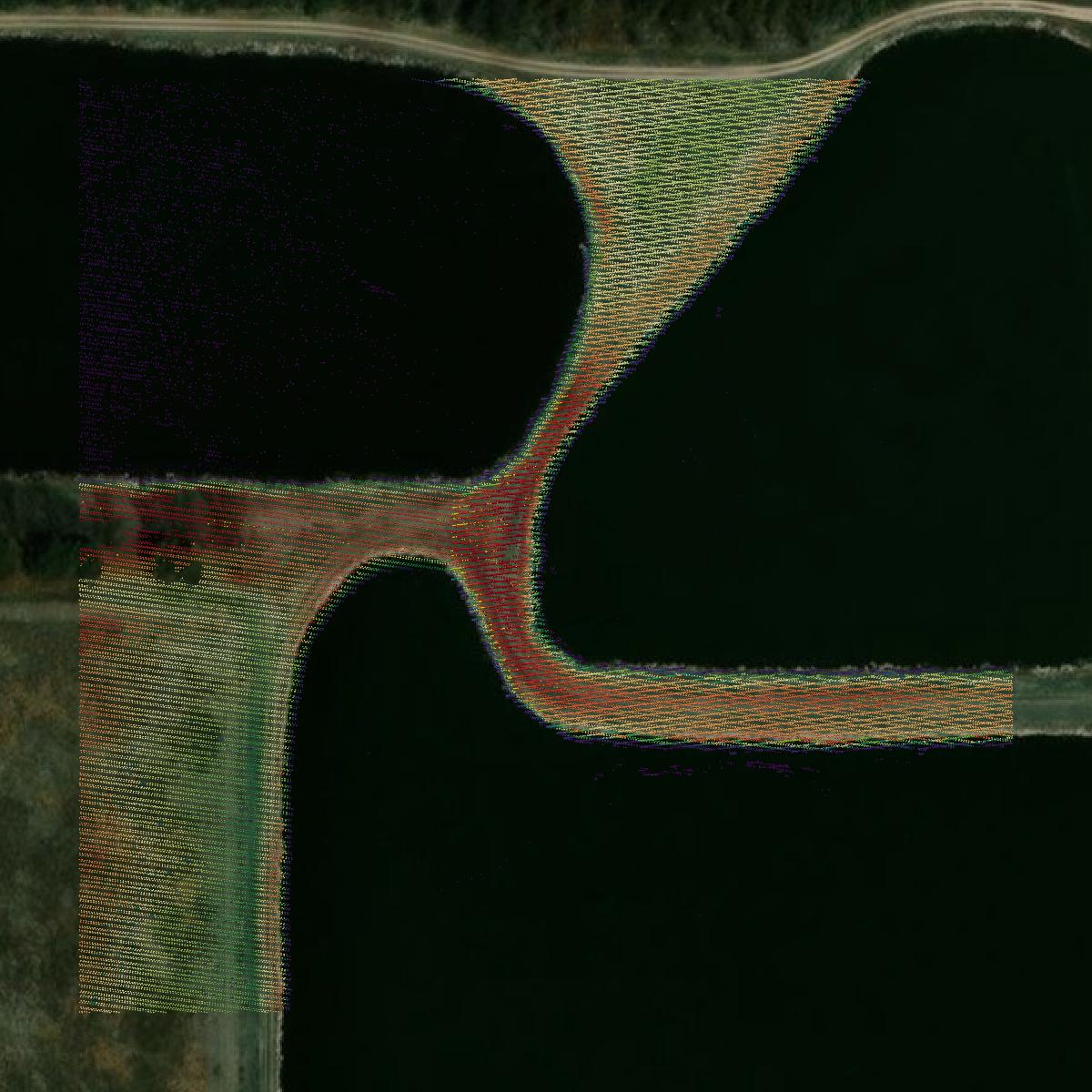 This image shows a LiDAR point cloud in Chase County created using GIS data in Equator.