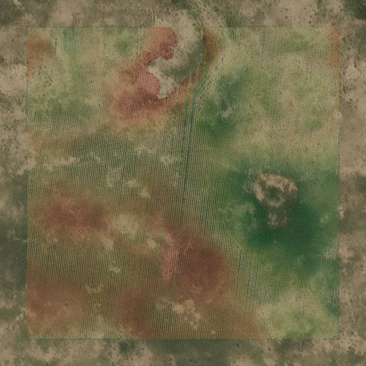 This image shows a LiDAR point cloud in Cherry County created using GIS data in Equator.