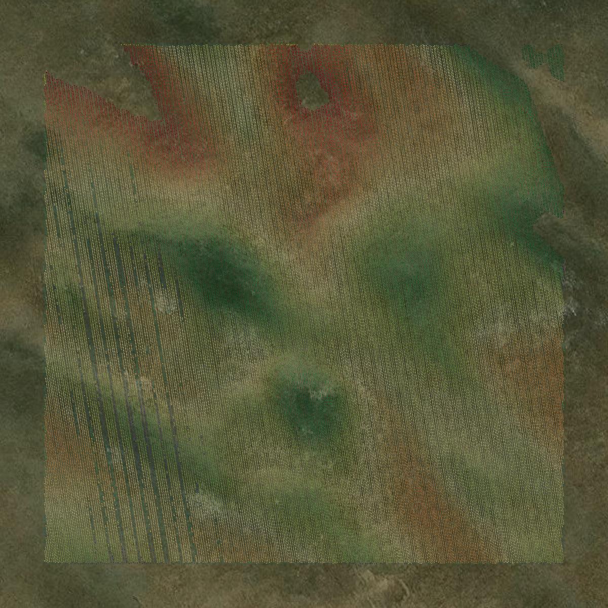 This image shows a LiDAR point cloud in Cherry County created using GIS data in Equator.
