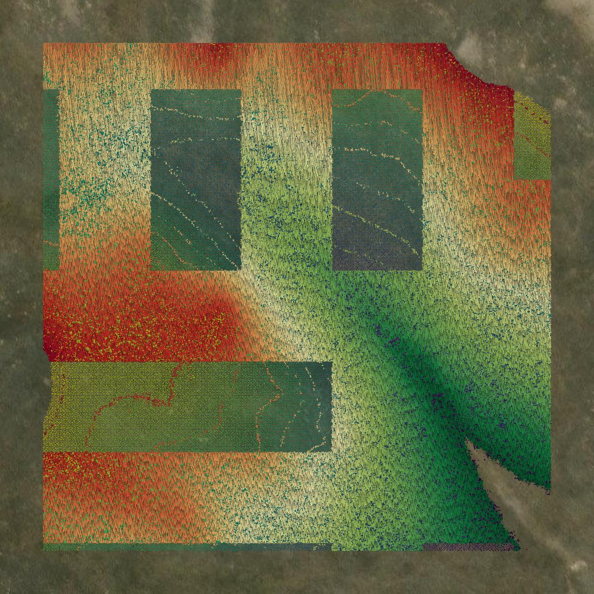 This image shows a LiDAR point cloud in Cheyenne County created using GIS data in Equator.