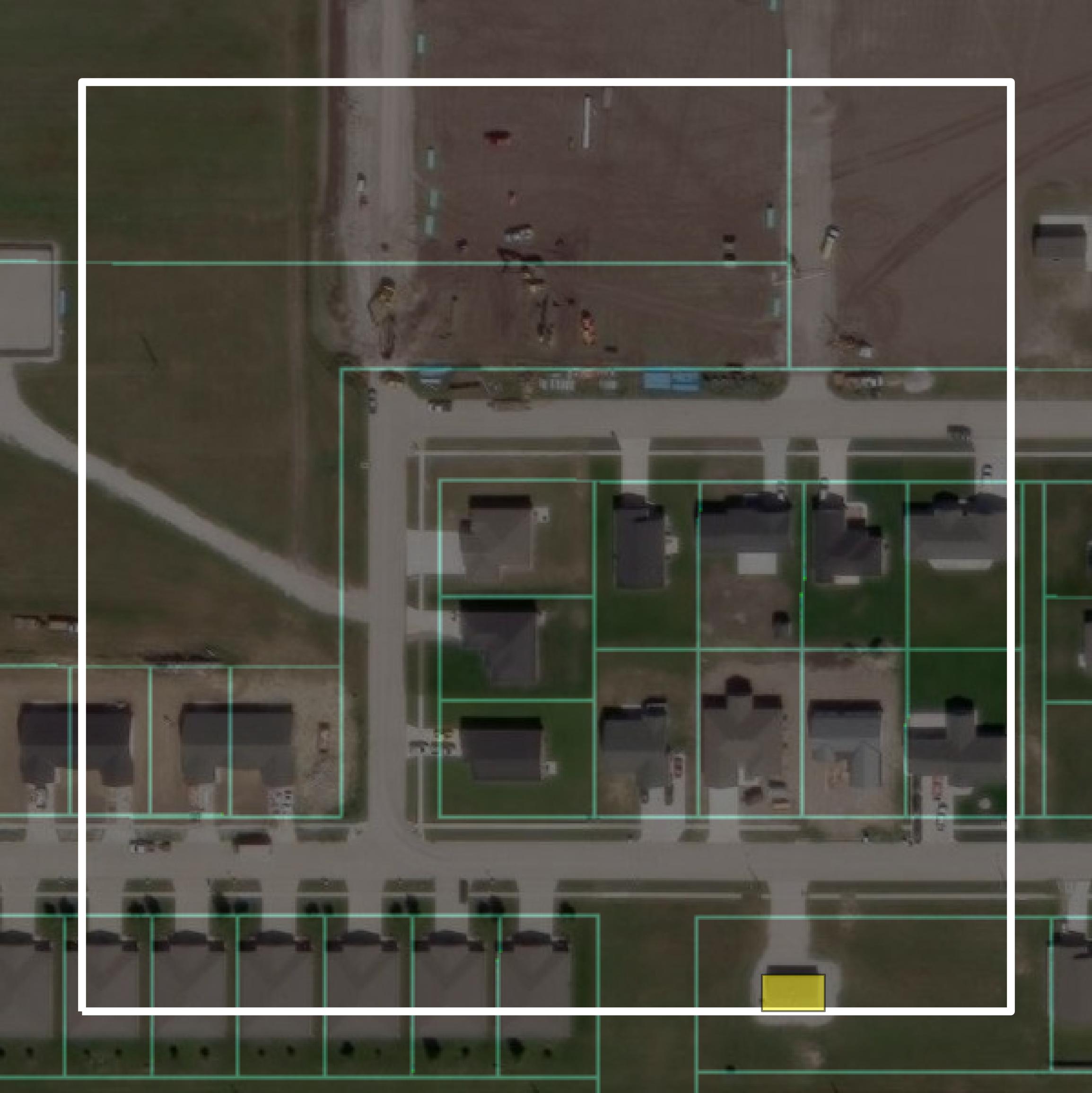 This image shows parcel and building data in Colfax County created using GIS data in Equator.
