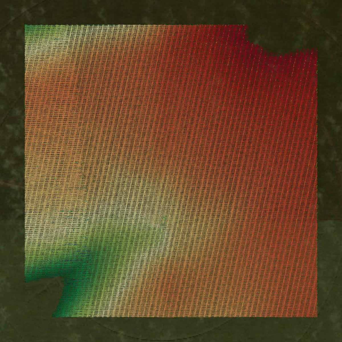 This image shows a LiDAR point cloud in Colfax County created using GIS data in Equator.