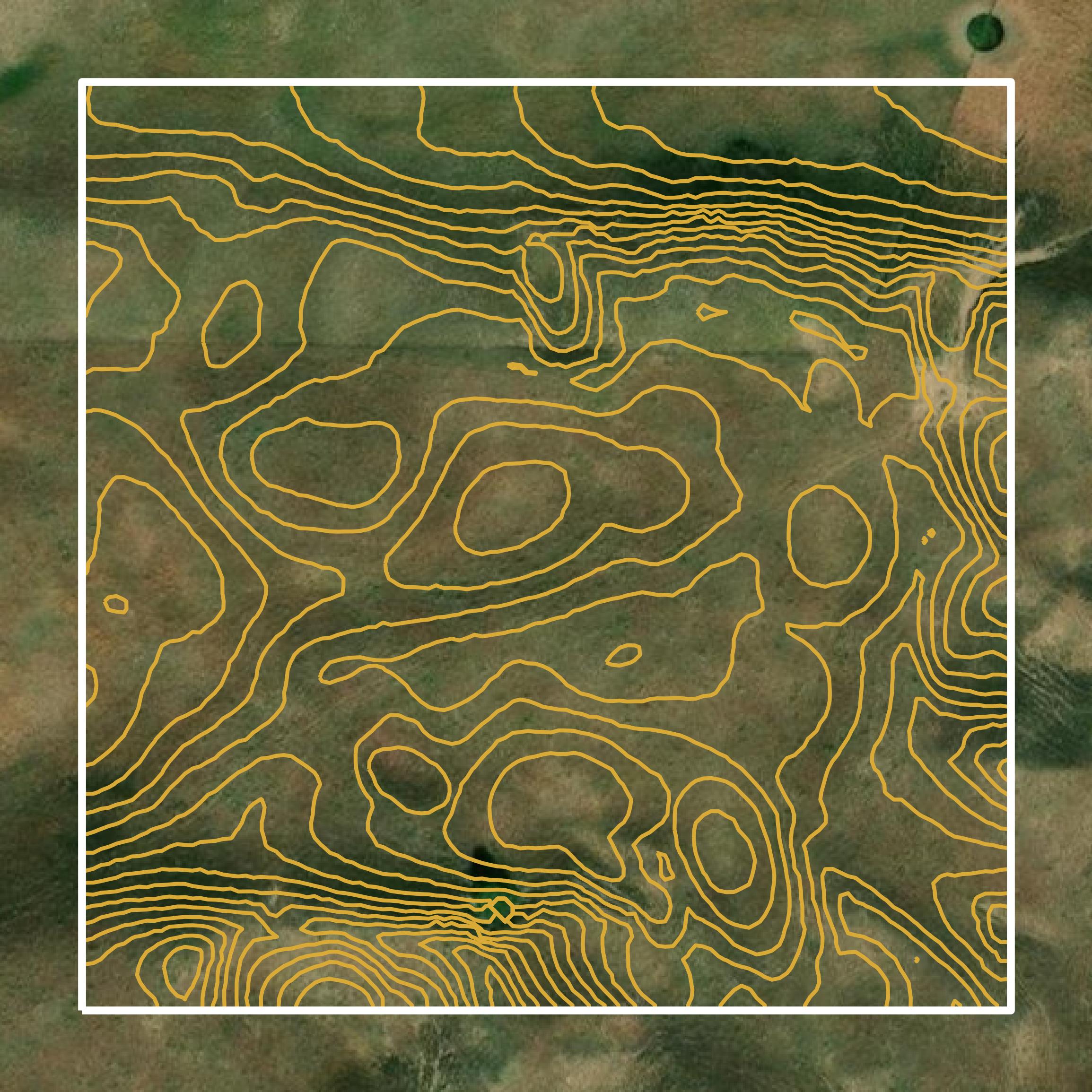 This image shows a contour map in Custer County created using GIS data in Equator.