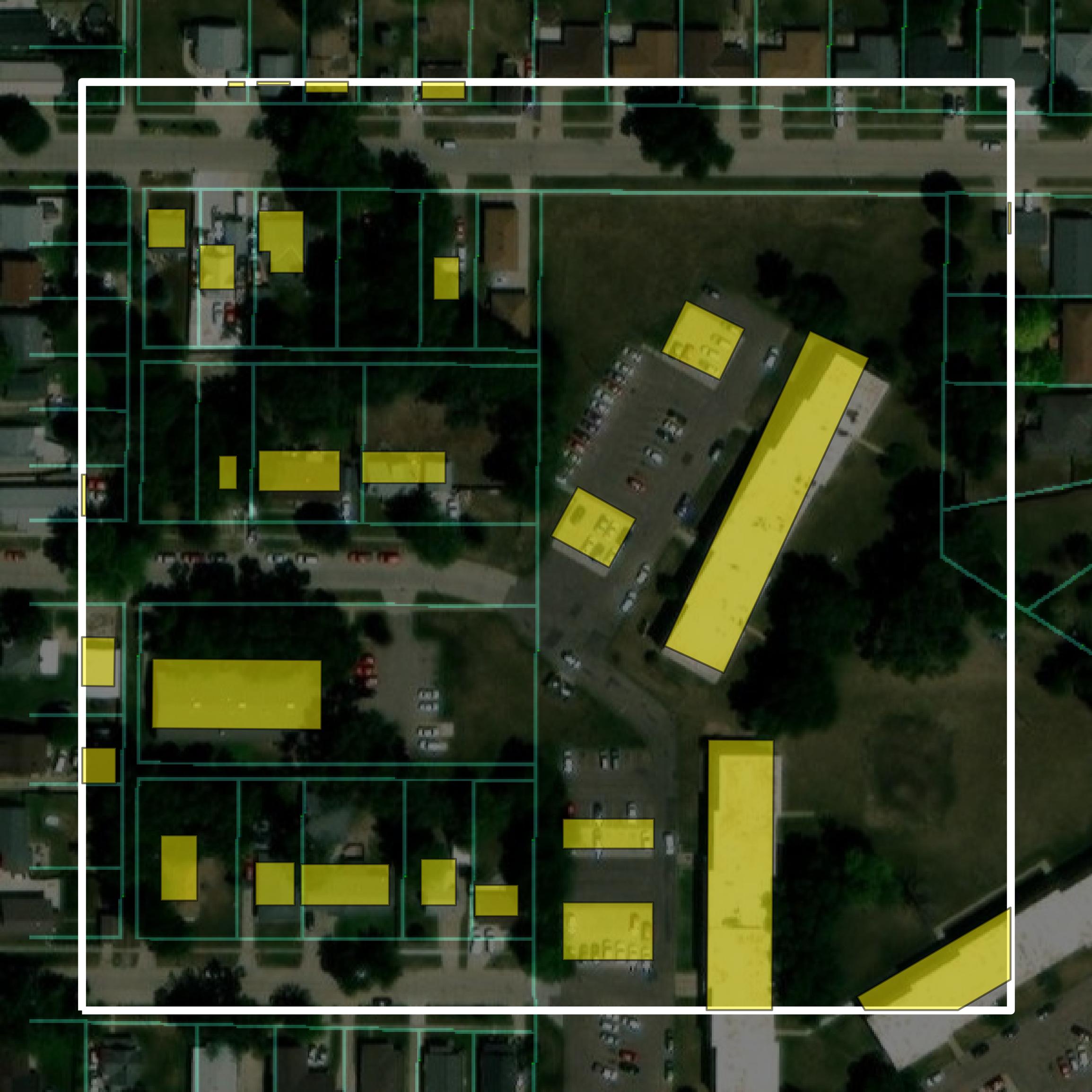 This image shows parcel and building data in Dakota County created using GIS data in Equator.