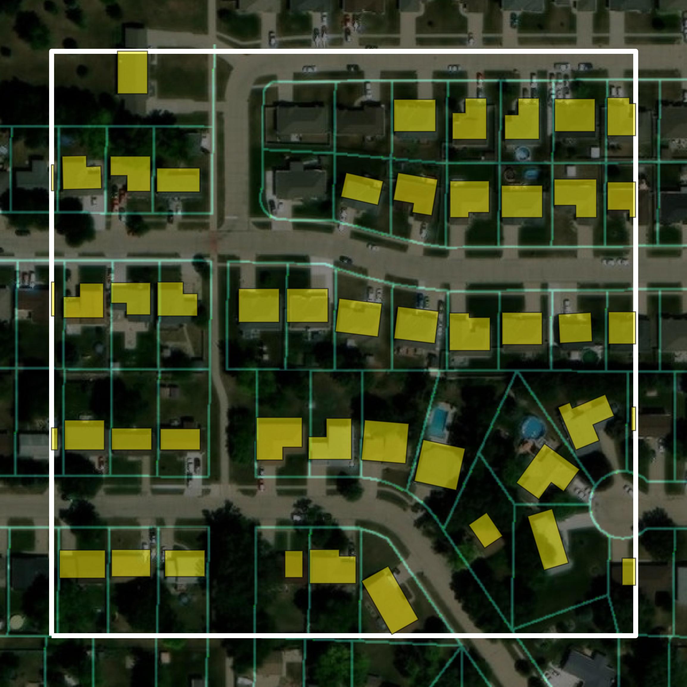 This image shows parcel and building data in Dakota County created using GIS data in Equator.