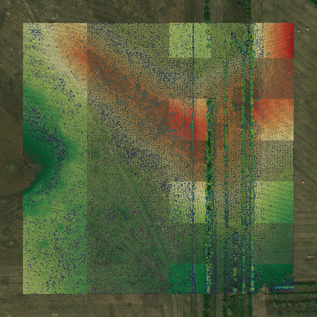 This image shows a LiDAR point cloud in Dawes County created using GIS data in Equator.