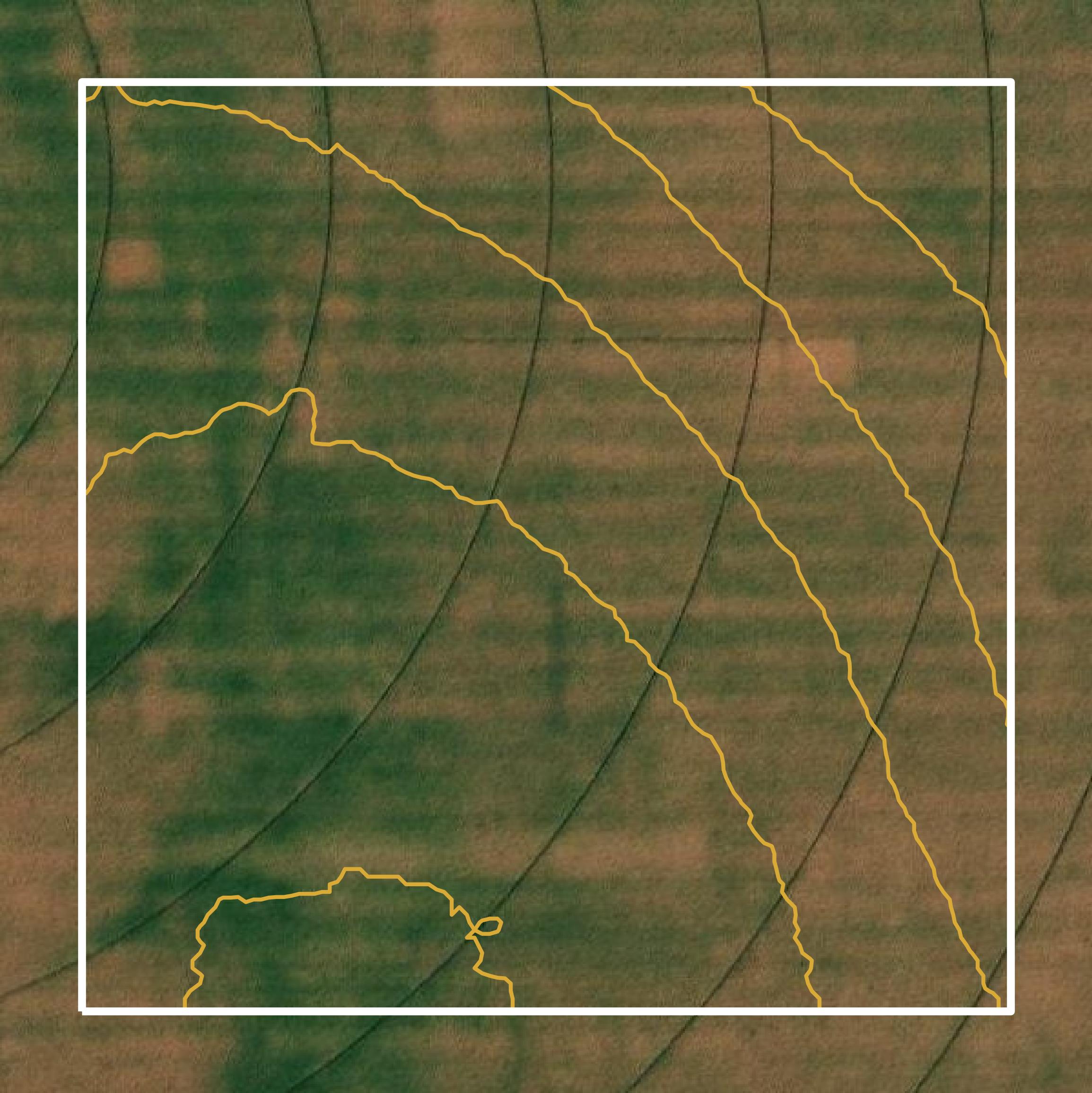 This image shows a contour map in Dawson County created using GIS data in Equator.