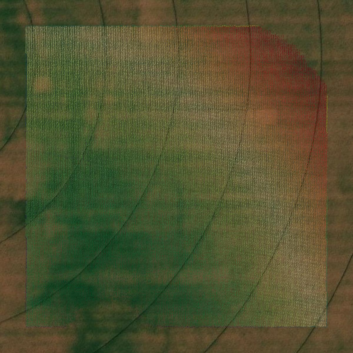 This image shows a LiDAR point cloud in Dawson County created using GIS data in Equator.