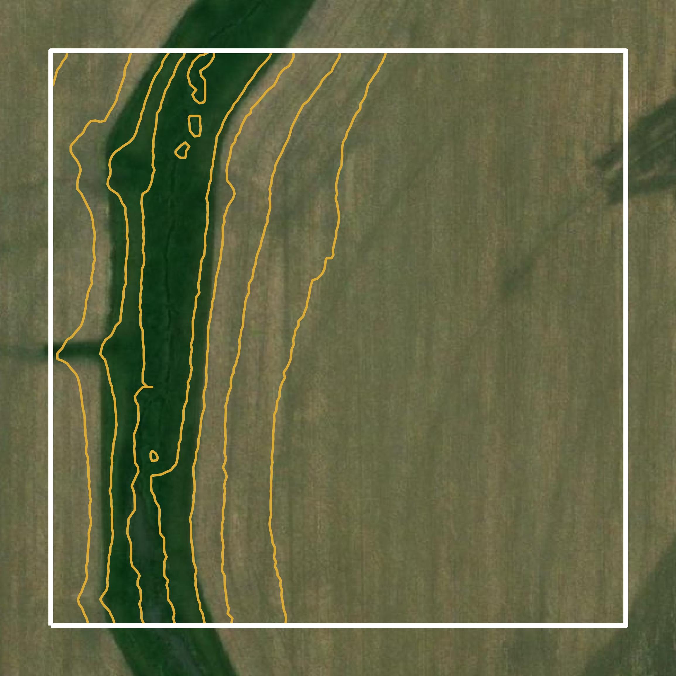 This image shows a contour map in Dodge County created using GIS data in Equator.