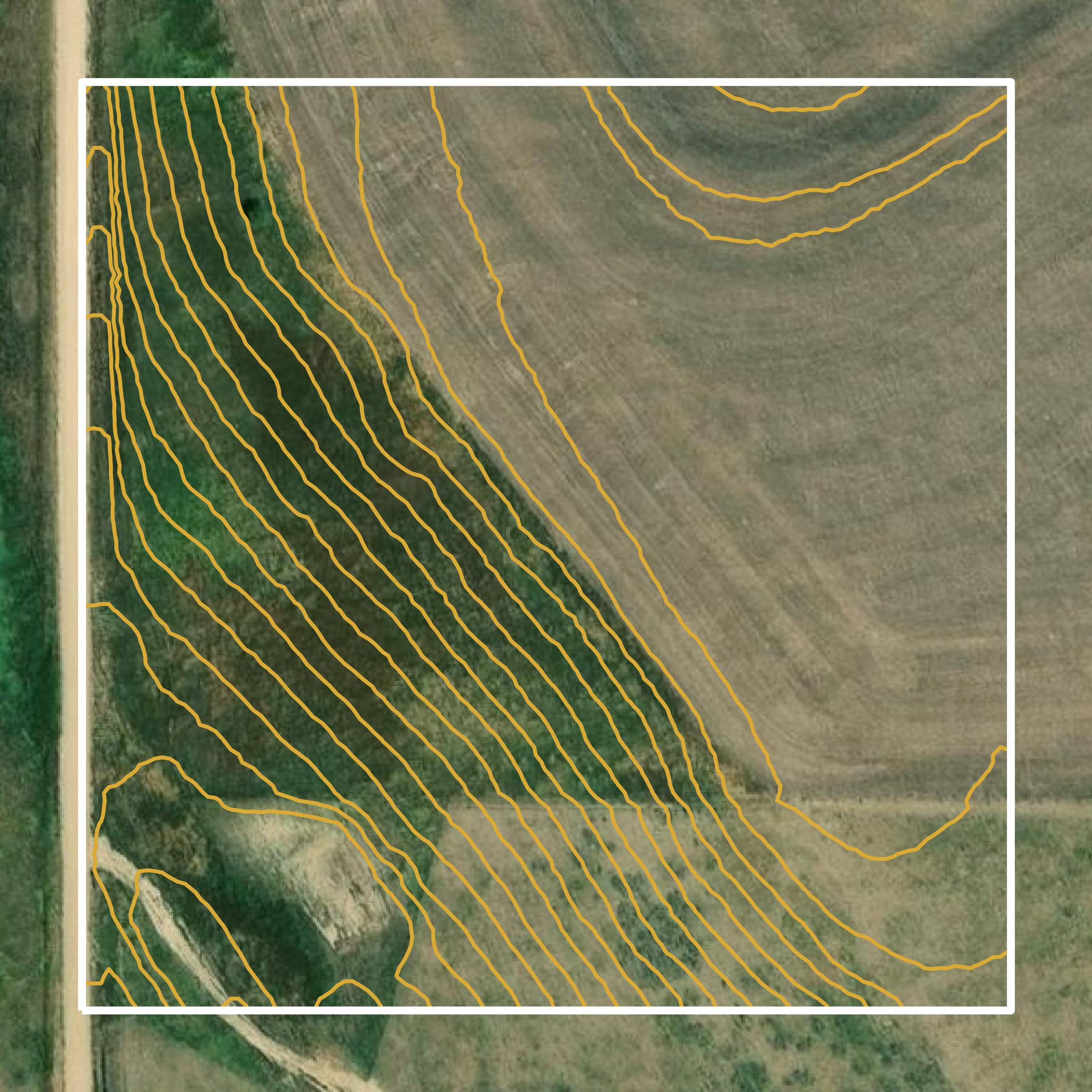 This image shows a contour map in Dundy County created using GIS data in Equator.
